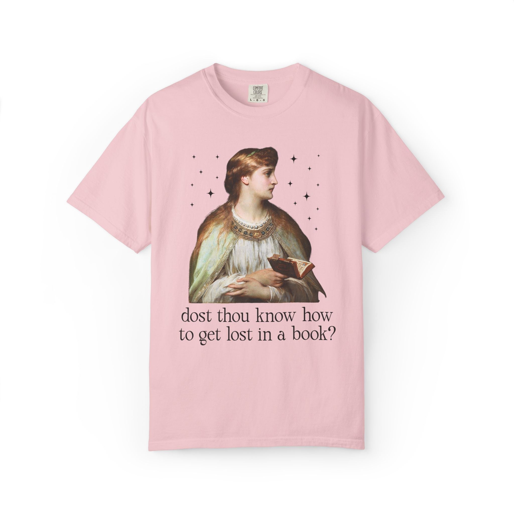 Medieval Book Lover Tee Shirt with Famous Painting: Dost Thou Know How to Get Lost in a Book? | Silly Goblincore Art History Tee for Reader - Opal and June