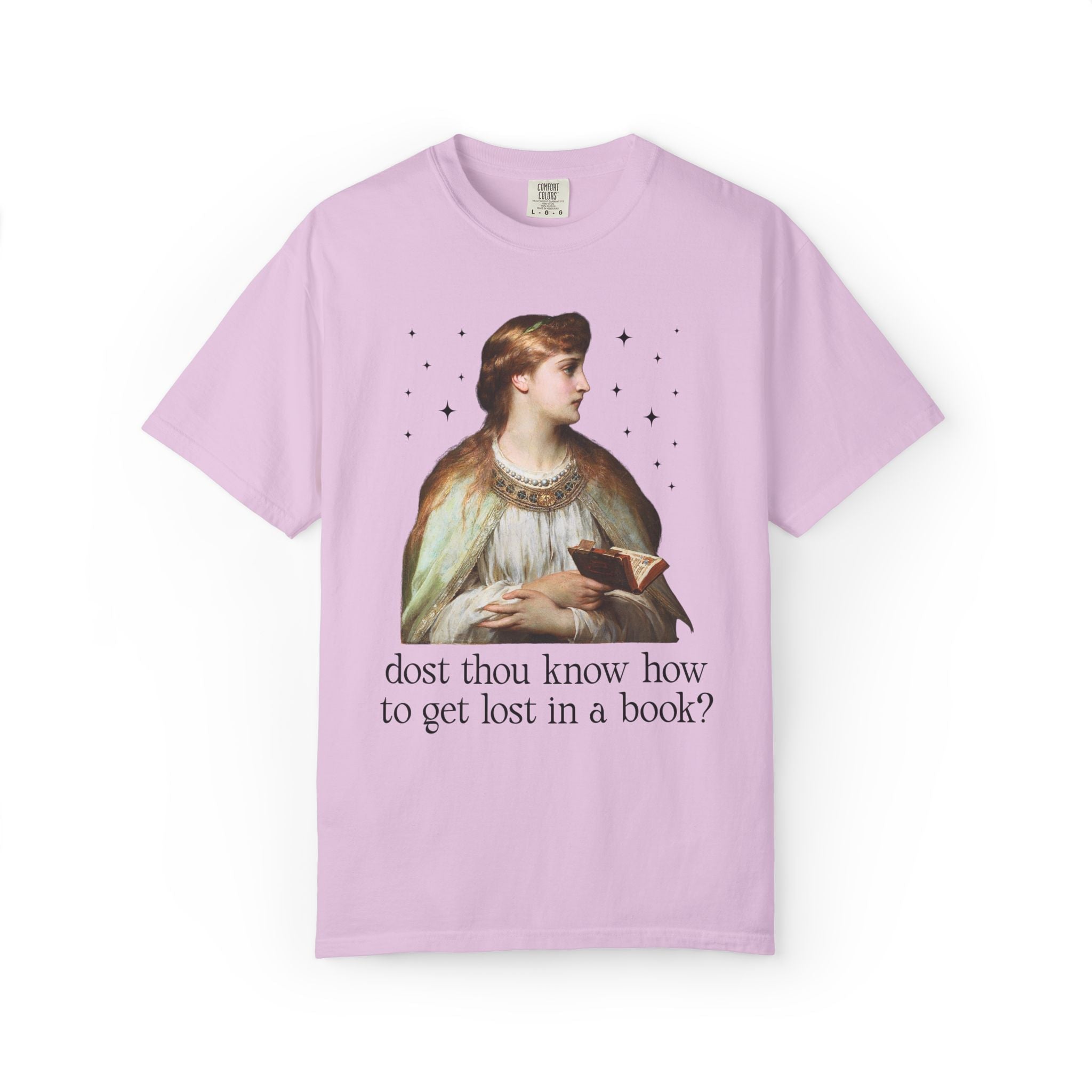 Medieval Book Lover Tee Shirt with Famous Painting: Dost Thou Know How to Get Lost in a Book? | Silly Goblincore Art History Tee for Reader - Opal and June