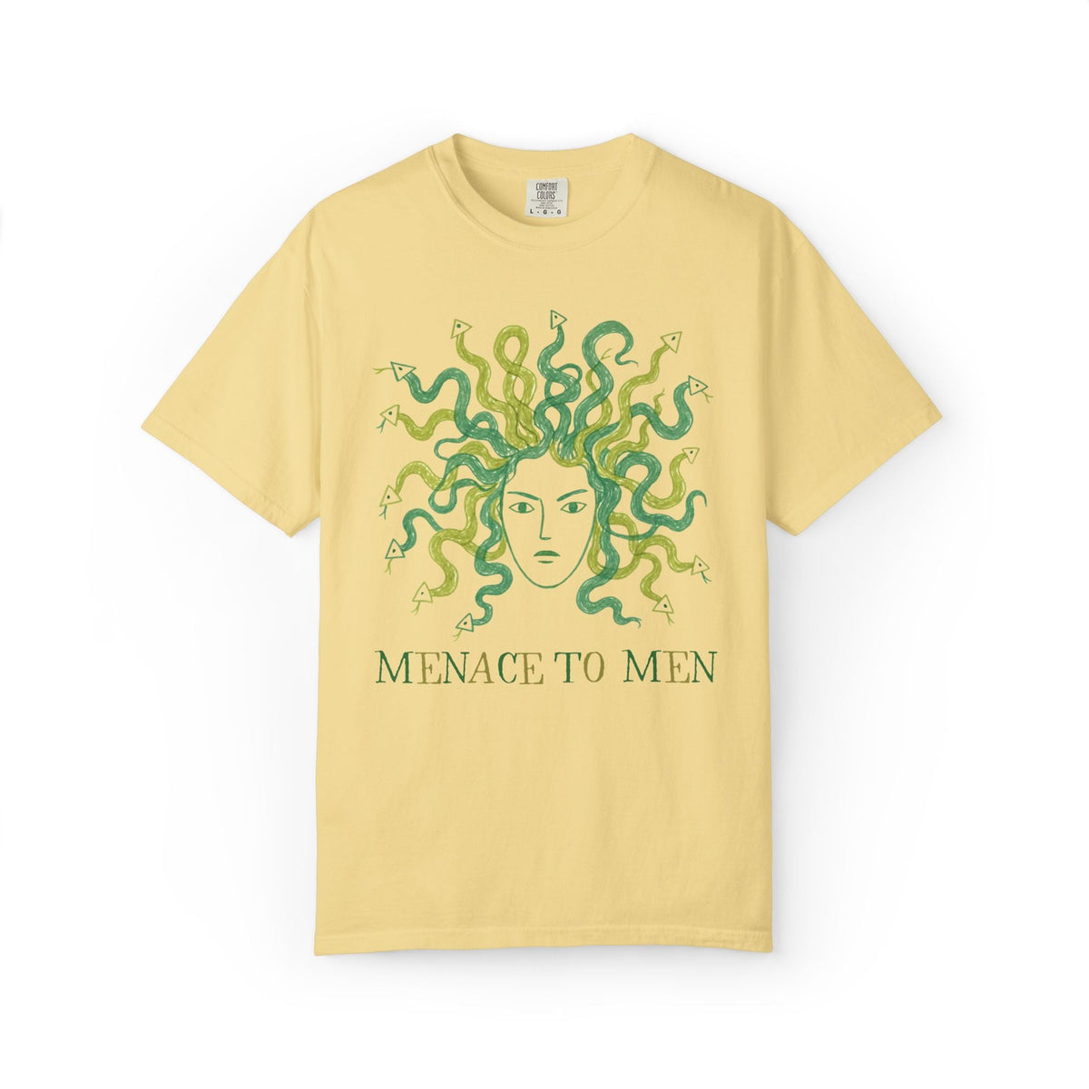 Menace to Men Greek Mythology Medusa Snake Lover Tee Shirt for Feminist, Silly Women's Rights Equal Rights Tee - Opal and June