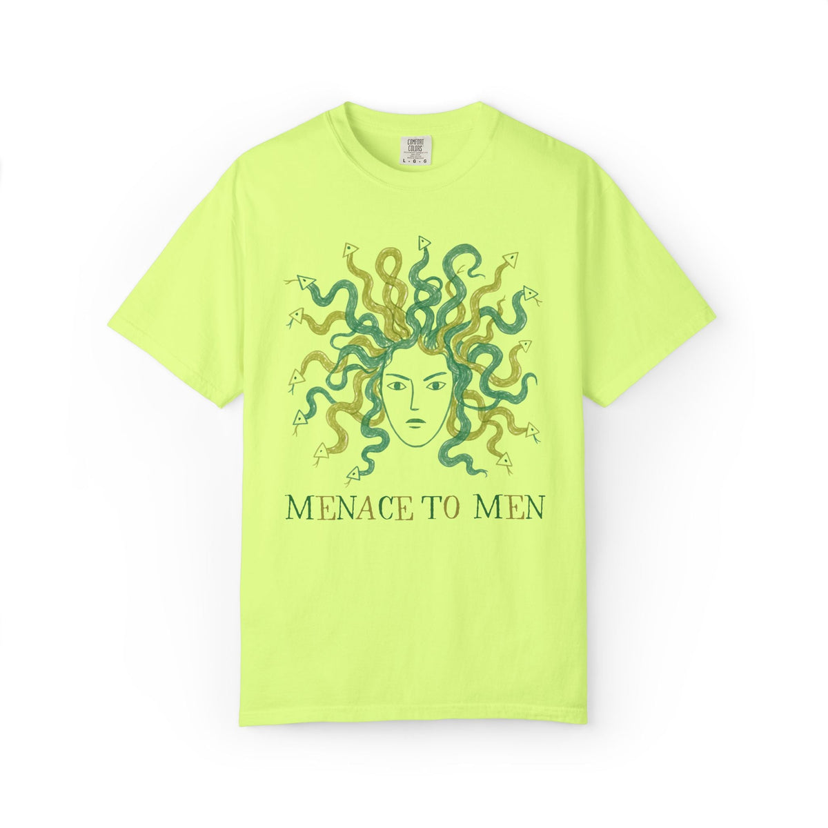 Menace to Men Greek Mythology Medusa Snake Lover Tee Shirt for Feminist, Silly Women's Rights Equal Rights Tee - Opal and June
