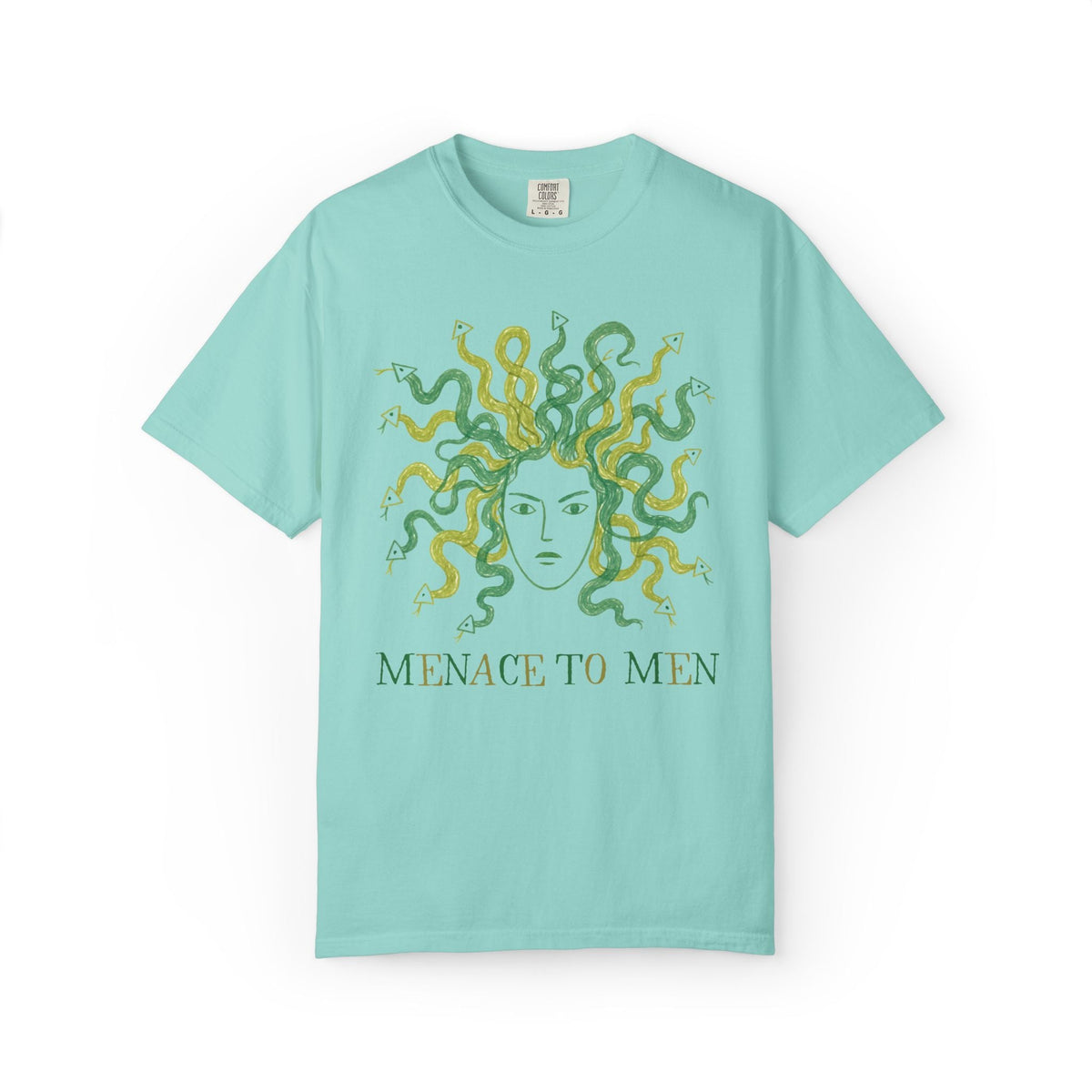 Menace to Men Greek Mythology Medusa Snake Lover Tee Shirt for Feminist, Silly Women's Rights Equal Rights Tee - Opal and June