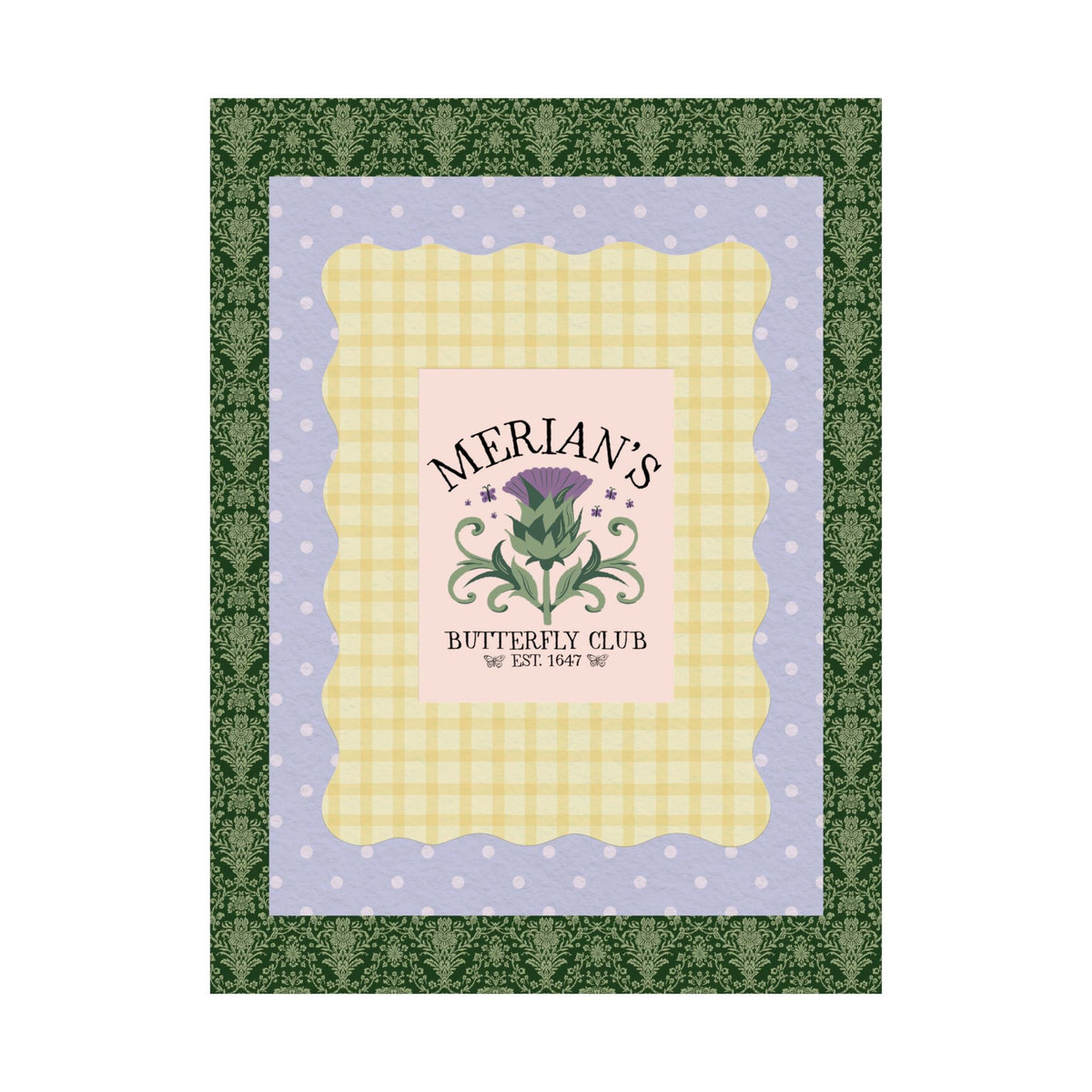 Merian's Butterfly Club, Established 1647: Maria Sibylla Merian Botany History Poster Print for Insect Lover or Entomologist, Butterly Lover Gift - Opal and June