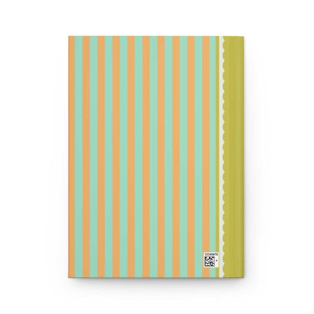 Mint and Orange Striped Notebook with Mustard Spine, Colorful Minimalist Gift for Daughter Who Journals, Present for College Student or Author - Opal and June