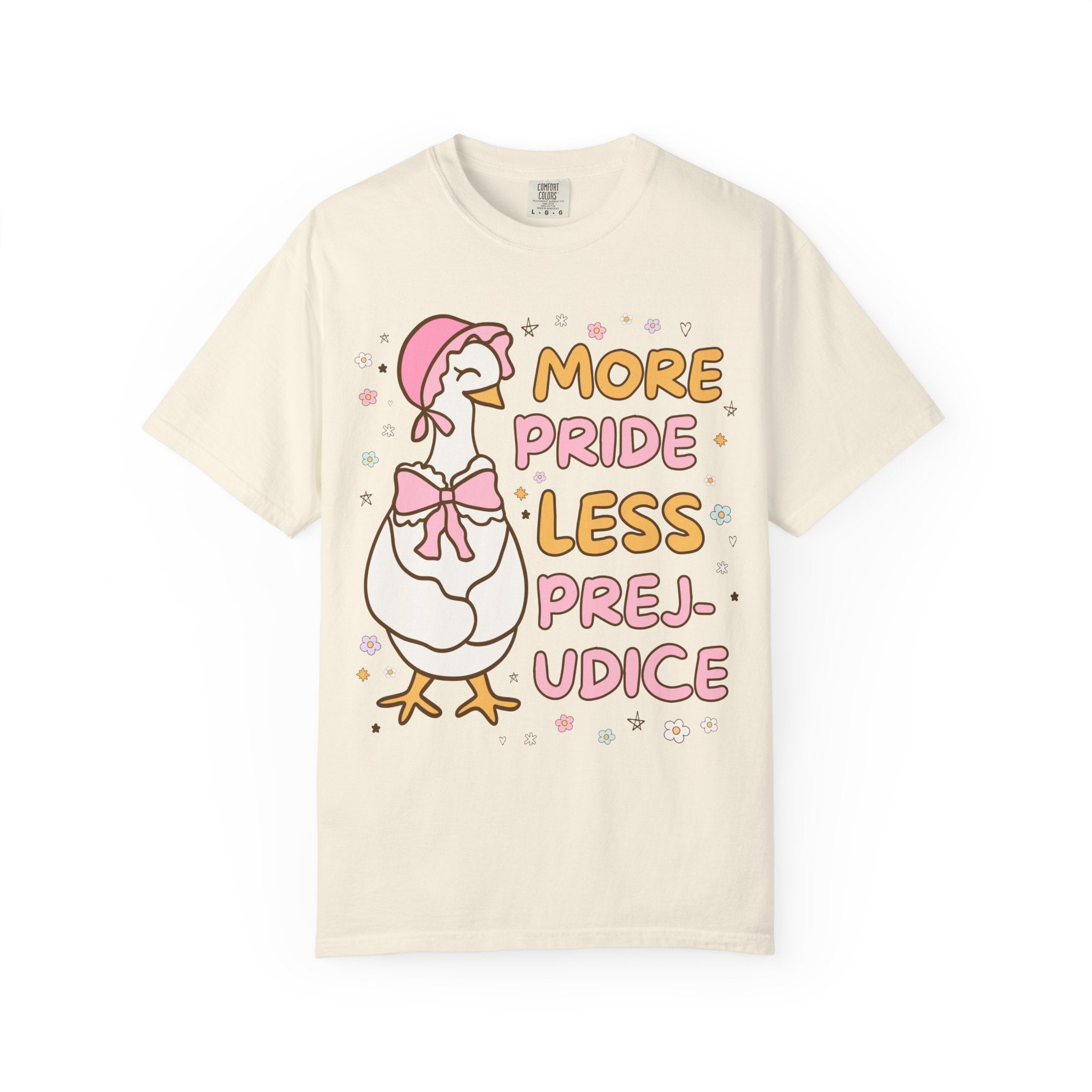 More Pride Less Prejudice: Cute Bookish Pride Month T-Shirt for LGBTQ Ally, Book Lover Gift Idea for Lesbian Who Loves Jane Austen Novels - Opal and June