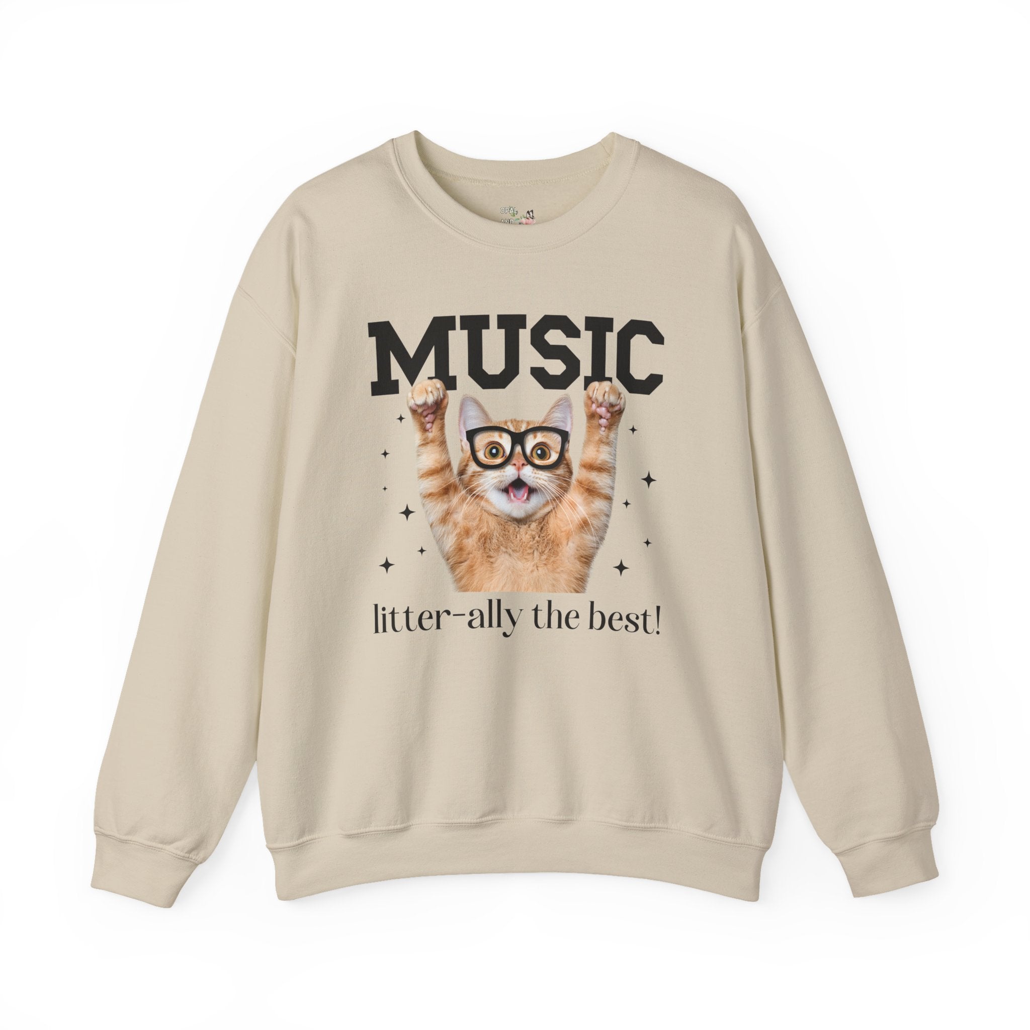 Music Lover or Music Teacher Sweatshirt for Elementary Music Teacher, Funny Saying Cat Lover Shirt for Cat Mom or Cat Dad Who Loves Singing - Opal and June