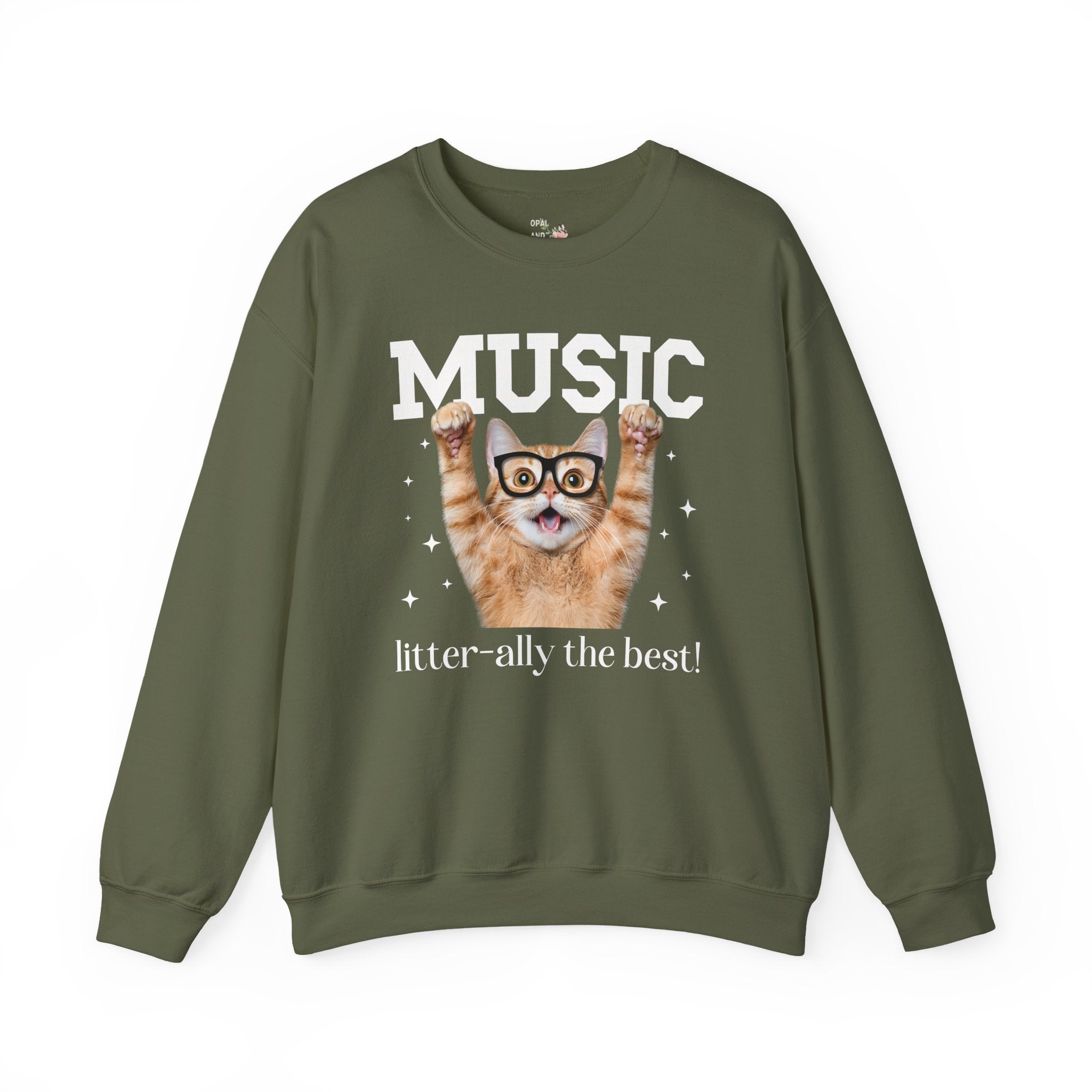 Music Lover or Music Teacher Sweatshirt for Elementary Music Teacher, Funny Saying Cat Lover Shirt for Cat Mom or Cat Dad Who Loves Singing - Opal and June