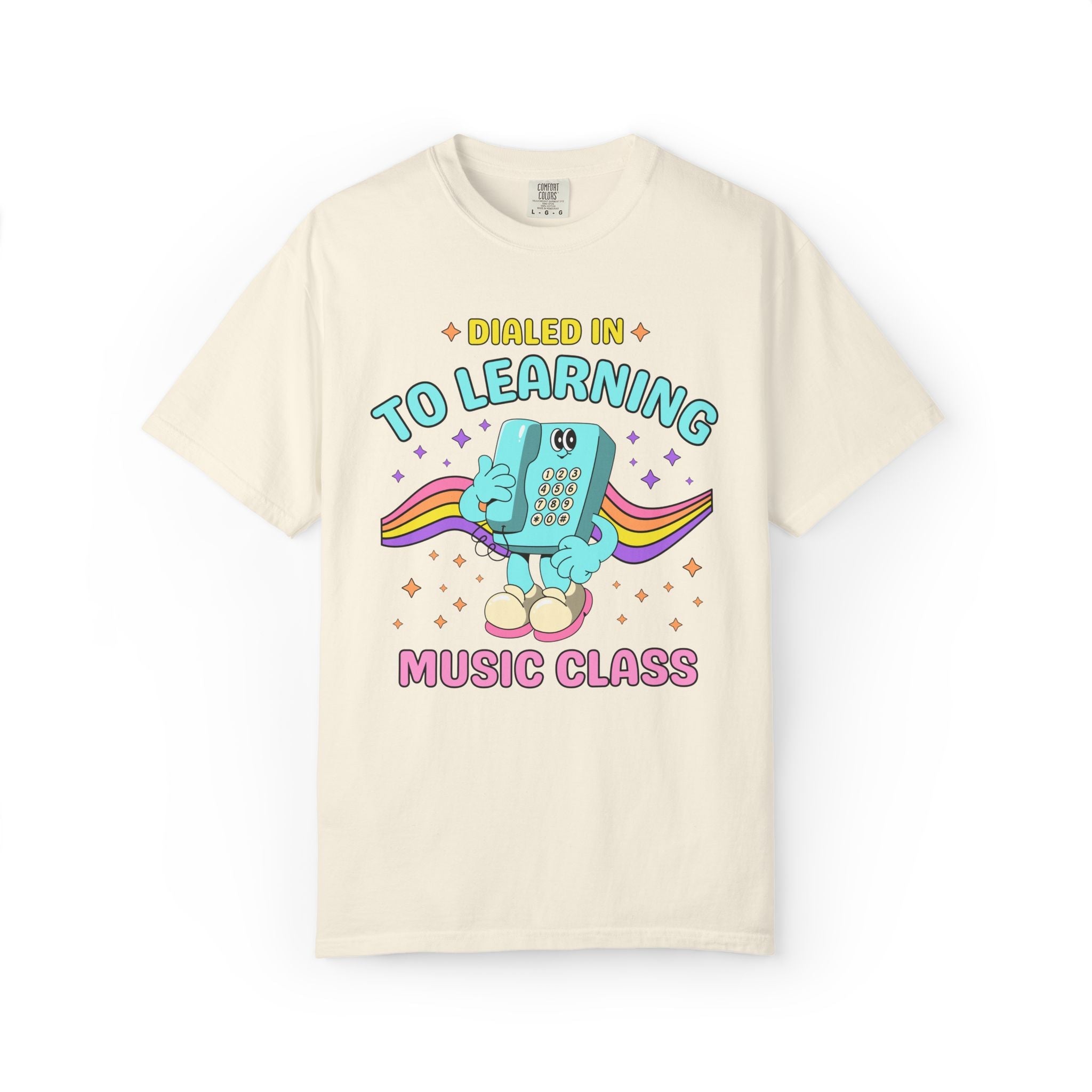 Music Teacher Dialed Into Learning Retro School Subject T-Shirt for Teachers: Cute and Funny Matching Teacher, Back to School, Testing Day - Opal and June