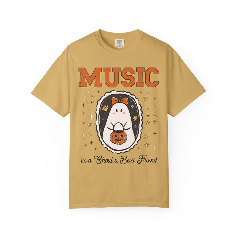 Music Teacher Halloween Tee Shirt with Stars, Cute Ghost Lover Halloween Tee for Music Department, Funny Band Director or Choir Director Tee - Opal and June