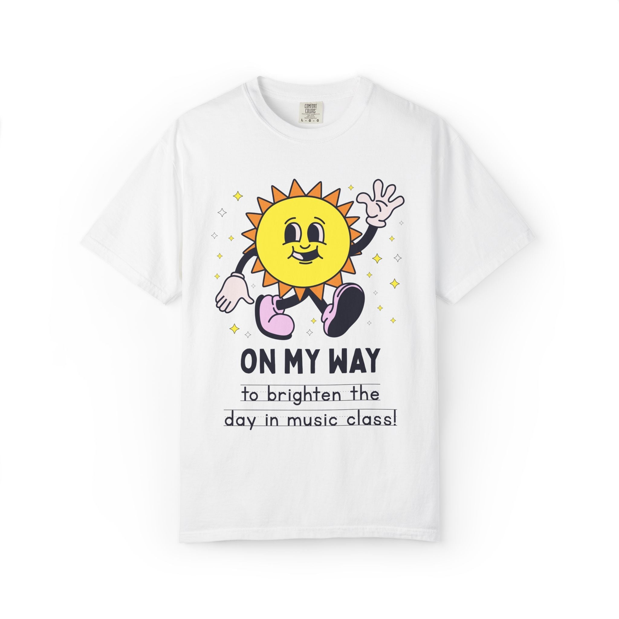 Music Teacher On My Way T-Shirt: Colorful and Cute Retro Aesthetic Back to School Tee with Sun, 90s Aesthetic Matching Teacher T-Shirt - Opal and June