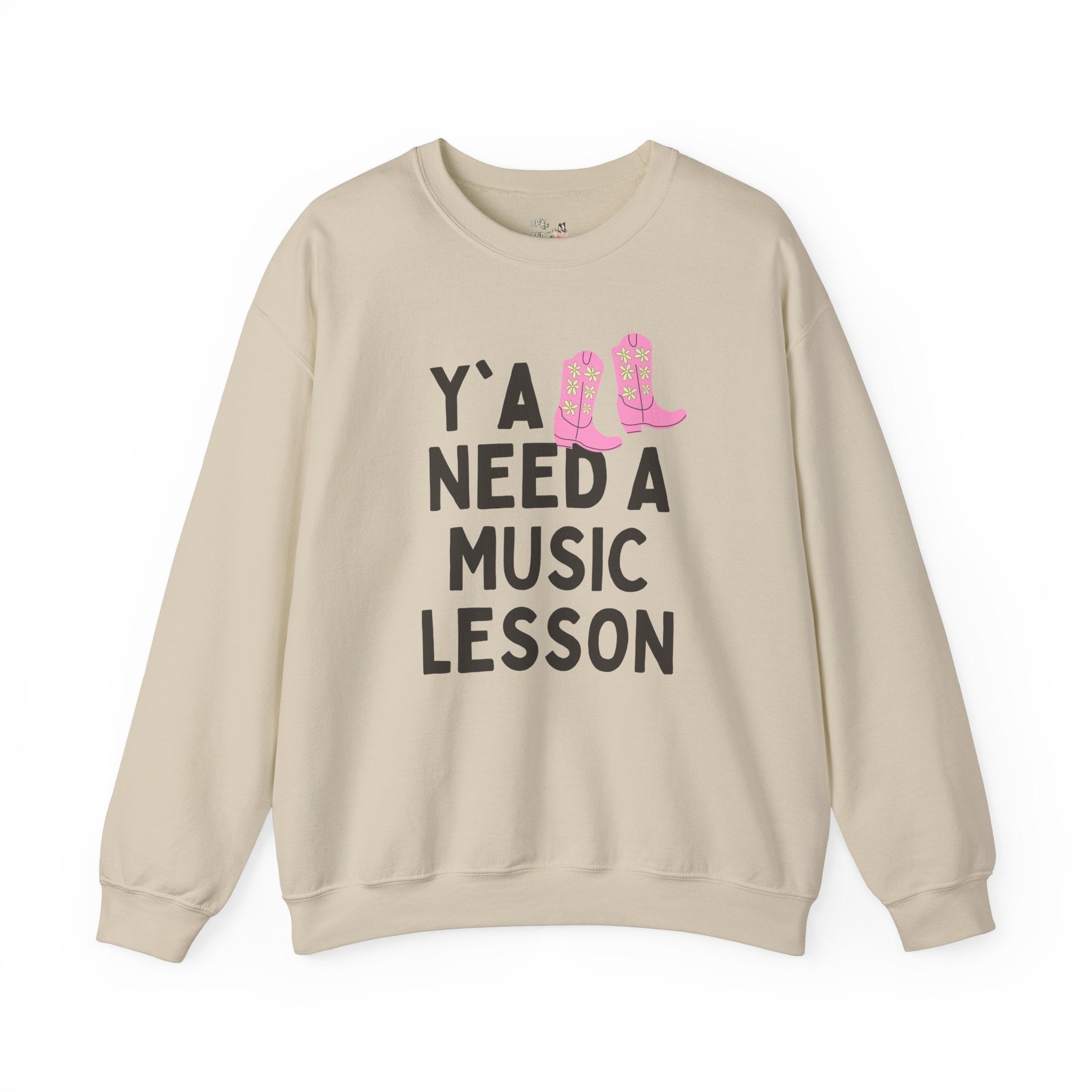 Music Teacher Sweatshirt, Groovy Western Vibe: Y'all Need a Music Lesson, Chorus Teacher or Music Teacher Gift, Funny Music Teacher Present - Opal and June