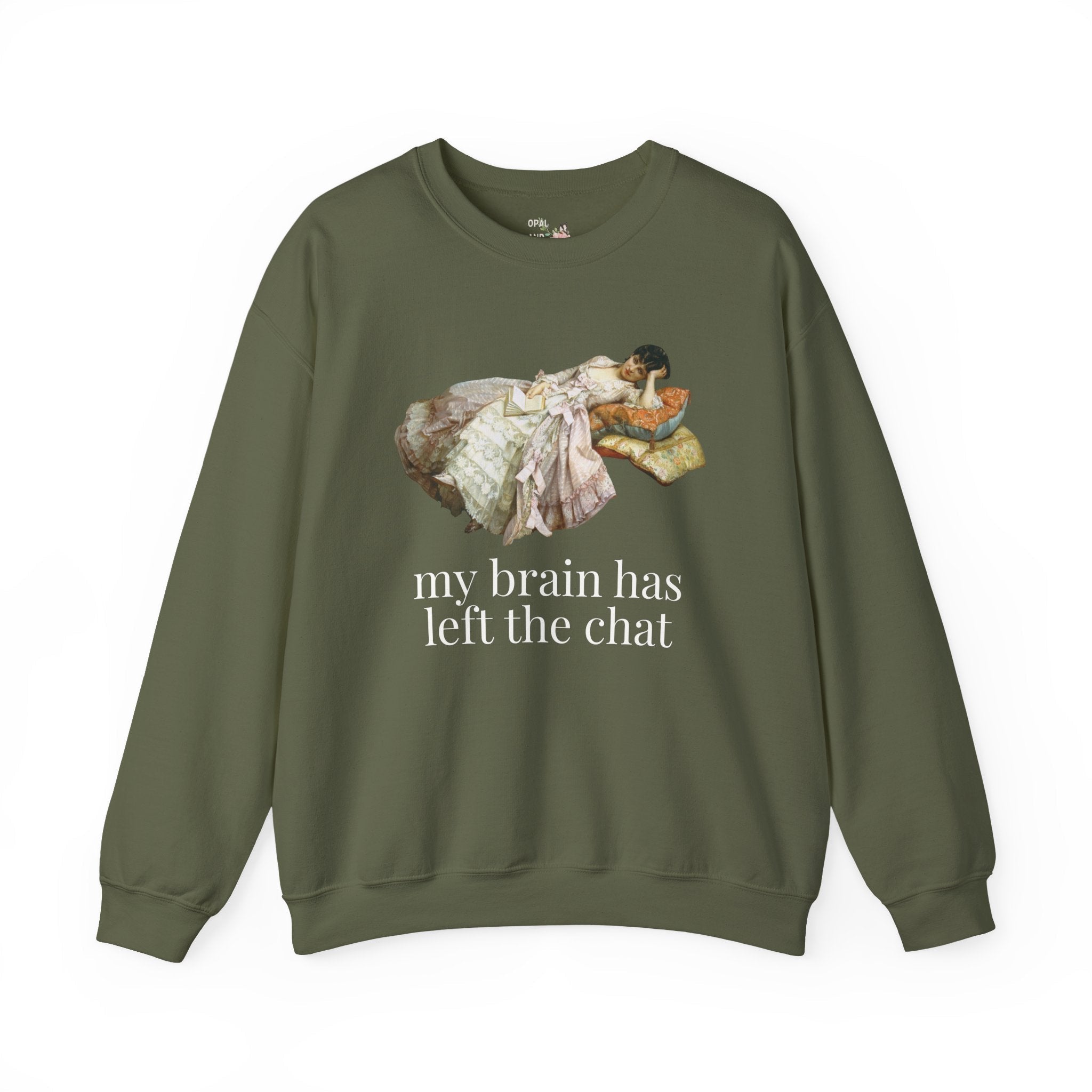 My Brain Has Left the Chart: Funny Art History Sweatshirt with Painting by Auguste Toulmouche, Sarcastic French History Lover Gift, Rococo Vibe - Opal and June