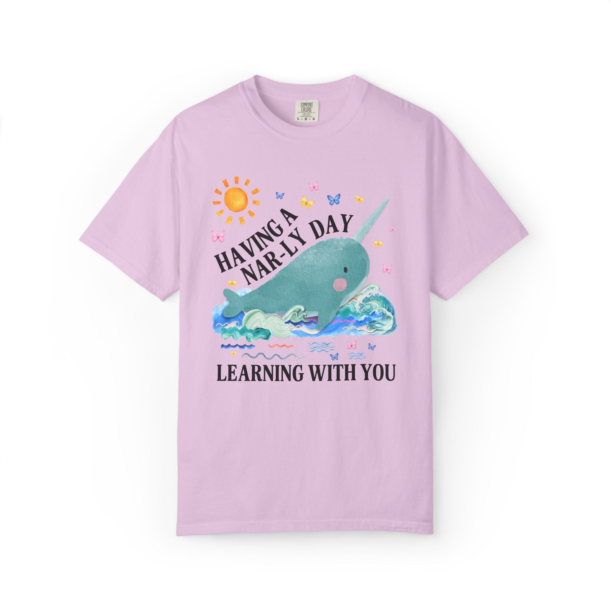 Narwhal Teacher Tee Shirt for Ocean Animal Lover, Silly Back to School Elementary School or High School Teacher 90s Aesthetic Animal Tee - Opal and June