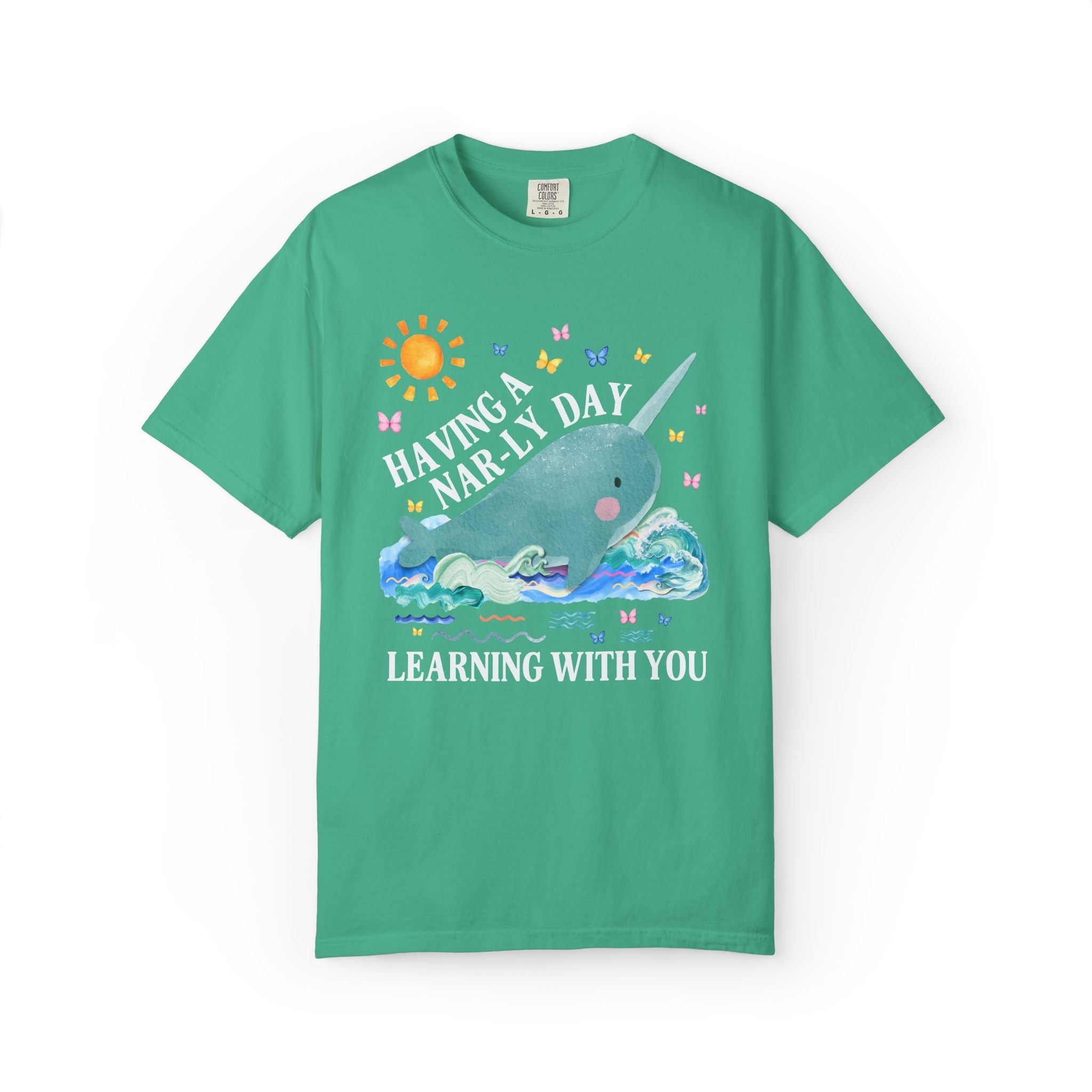 Narwhal Teacher Tee Shirt for Ocean Animal Lover, Silly Back to School Elementary School or High School Teacher 90s Aesthetic Animal Tee - Opal and June