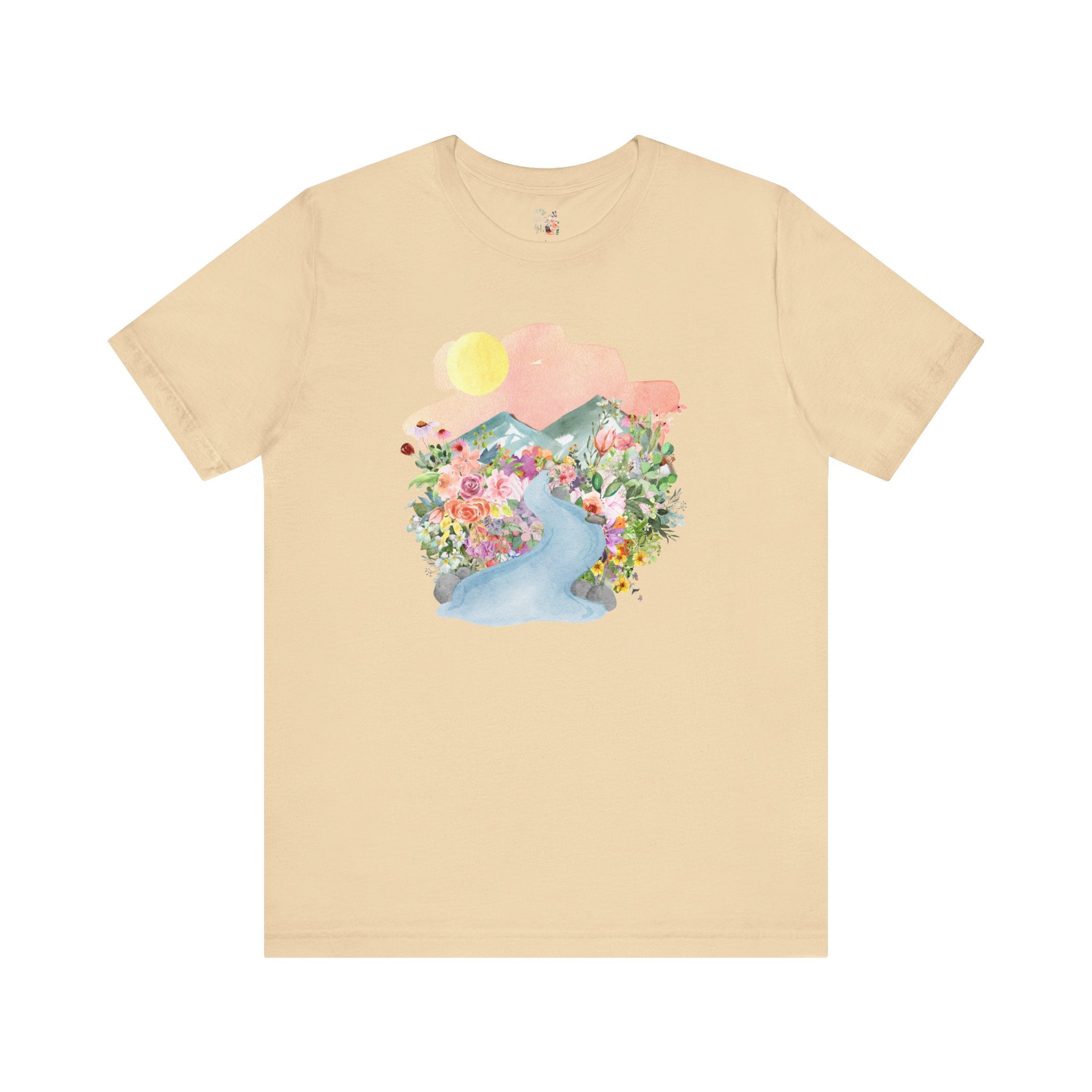 Nature Tee: Mountain River with Flowers - Opal and June