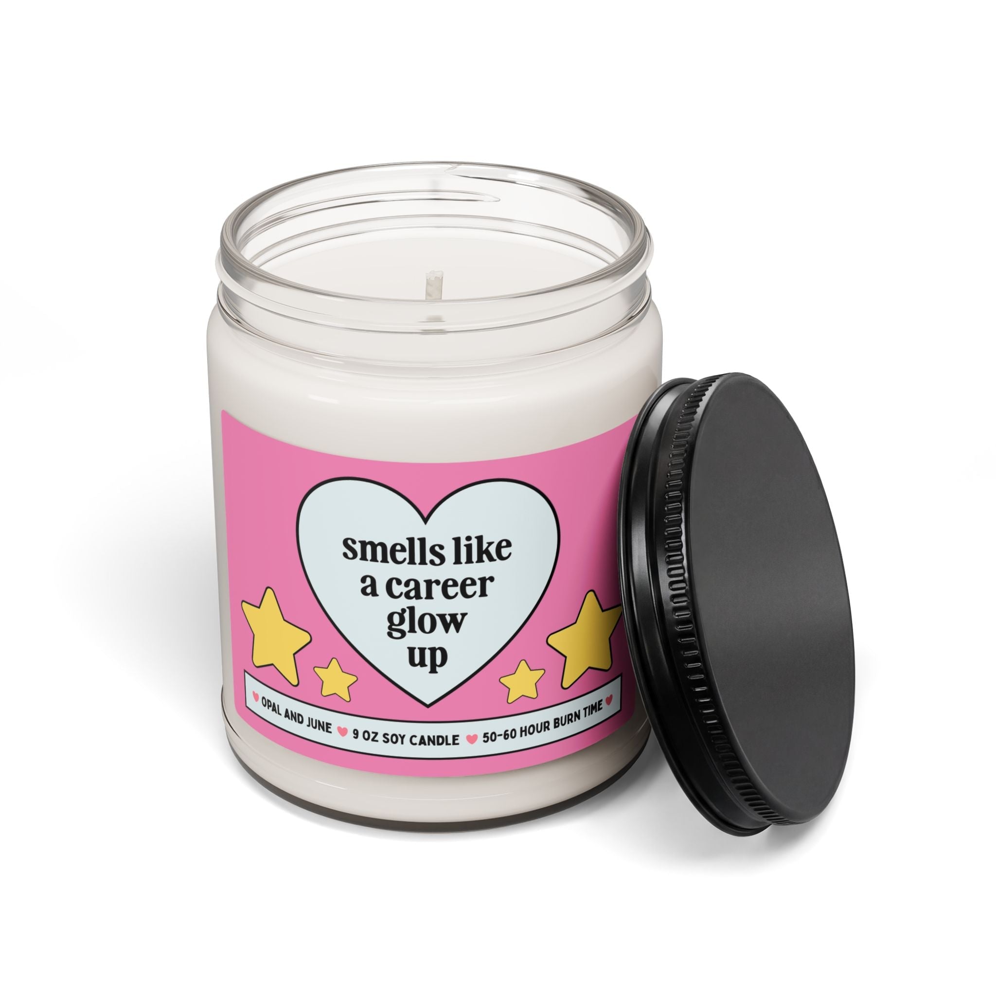 New Career or New Job Cute Congratulations Gift for Co-Worker or Friend with a New Job: Smells Like a Career Glow Up 9 Oz Soy Candle - Opal and June