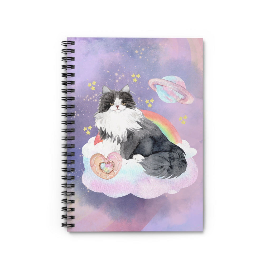 Nineties Aesthetic Space Cat Journal with Mystical Rainbow and Stars - Opal and June