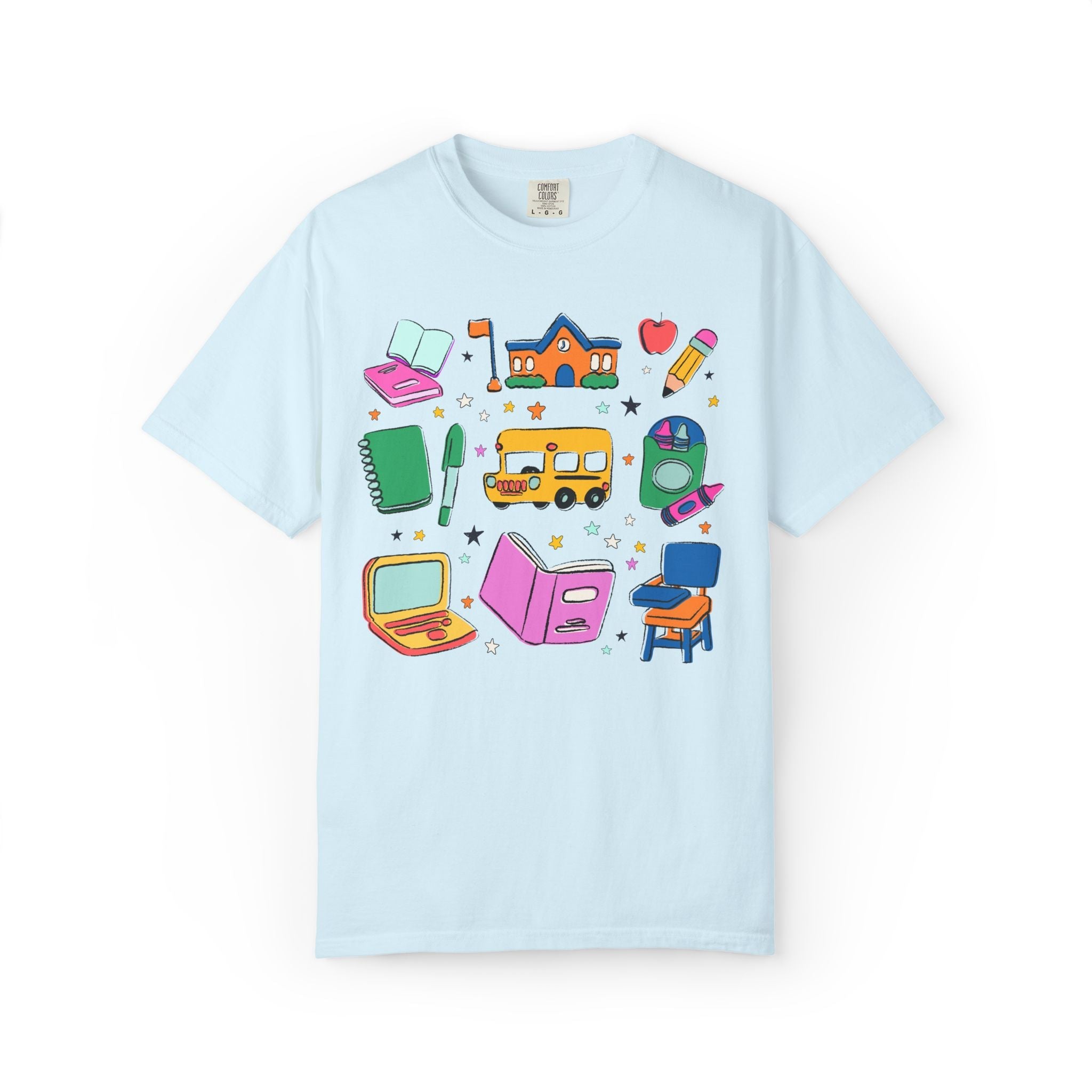 Nostalgic School Supply T-Shirt for Back to School, Cute Matching Teacher Tee, New School Year, Colorful Dopamine Vibe, Paraprofessional Tee - Opal and June