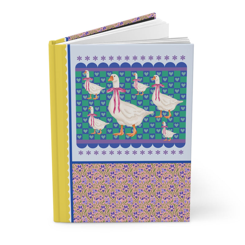 Nostalgic Silly Goose Notebook with Cute Coquette Bows and Adorable Doodle Hearts, 90s Aesthetic Soft Girl Style Journal for Animal Lover - Opal and June