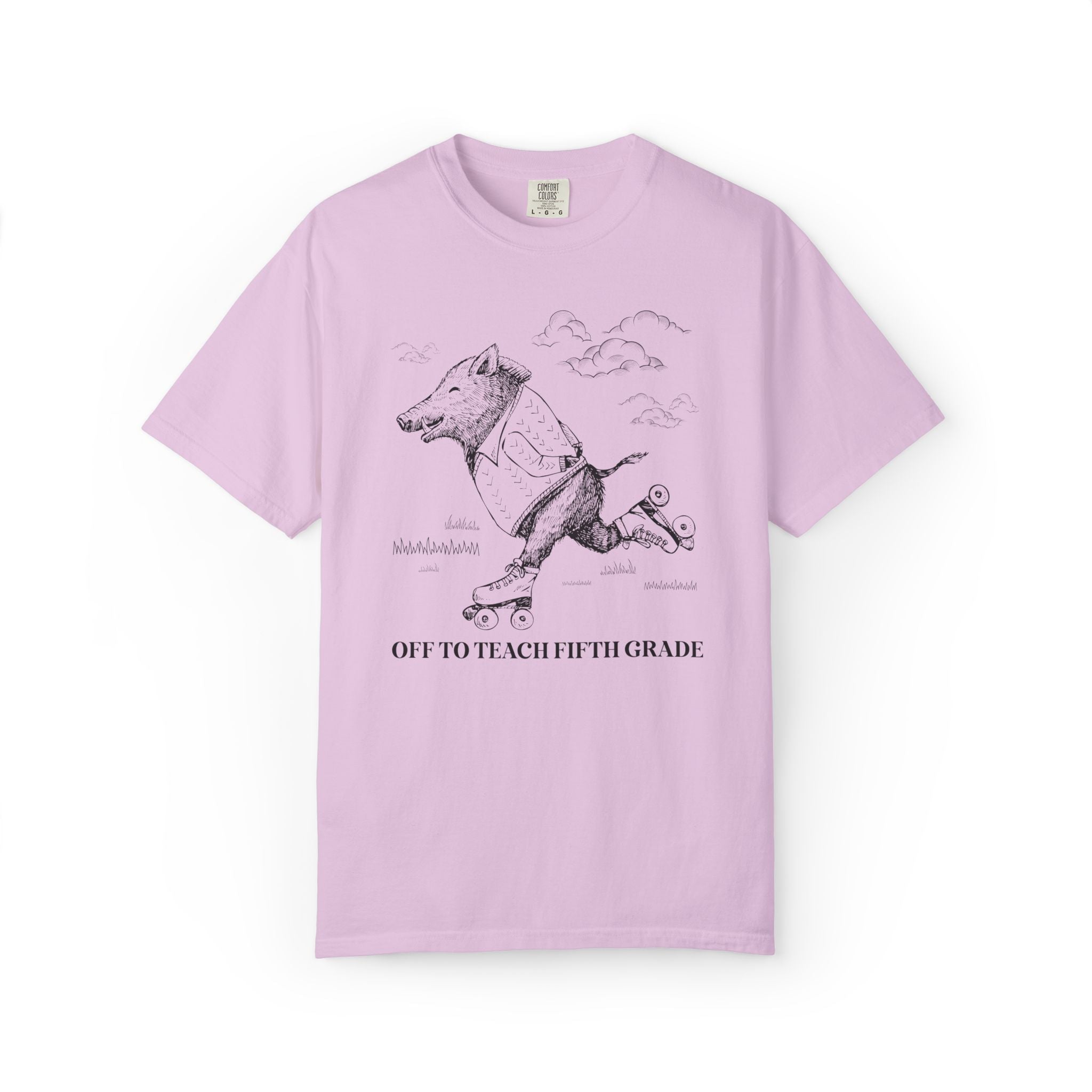 Off to Teach Fifth Grade: Funny Razorback Tee Shirt for Teacher Team, Nostalgic Animal Lover Back to School T-Shirt - Opal and June