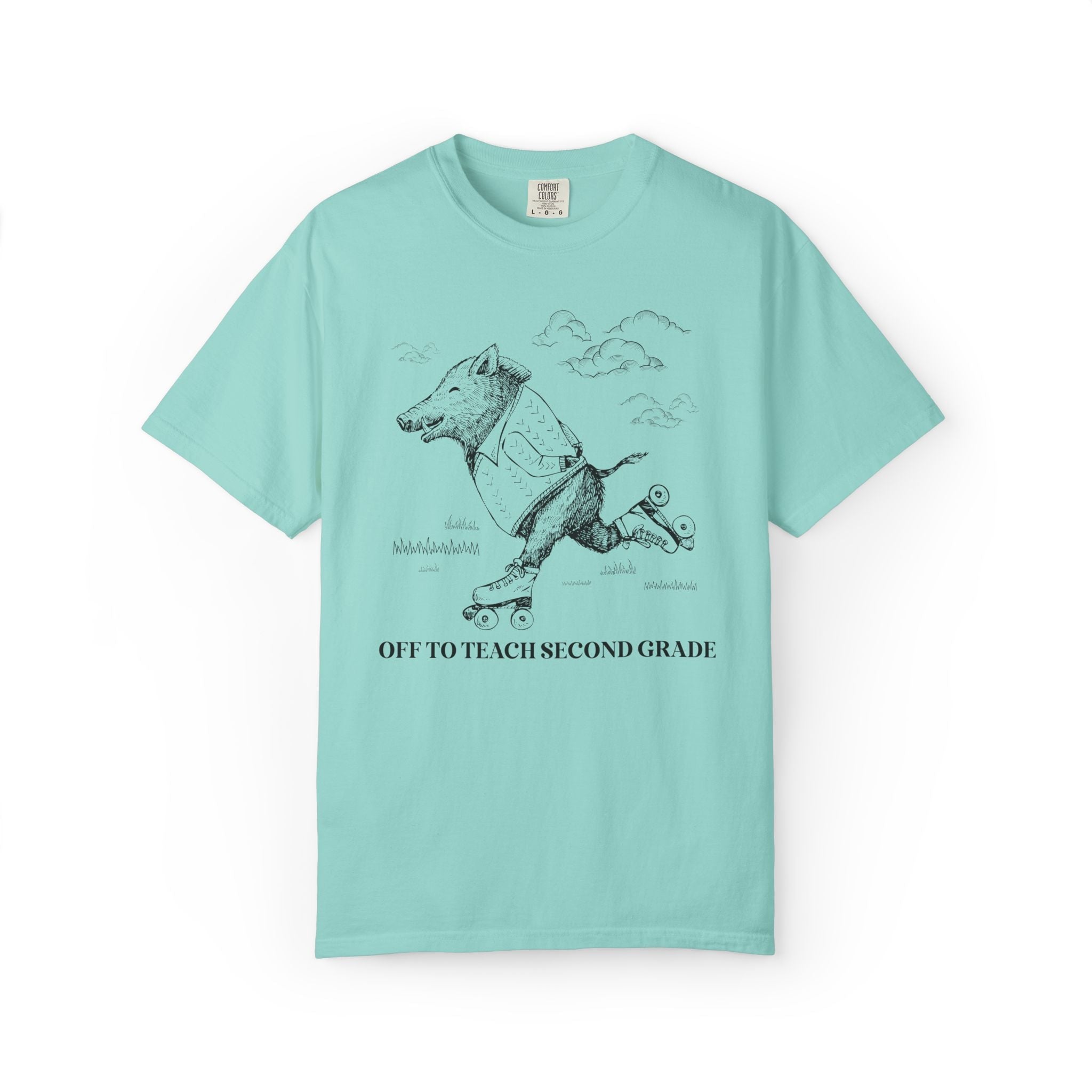 Off to Teach Second Grade: Funny Razorback Tee Shirt for Teacher Team, Nostalgic Animal Lover Back to School T-Shirt - Opal and June