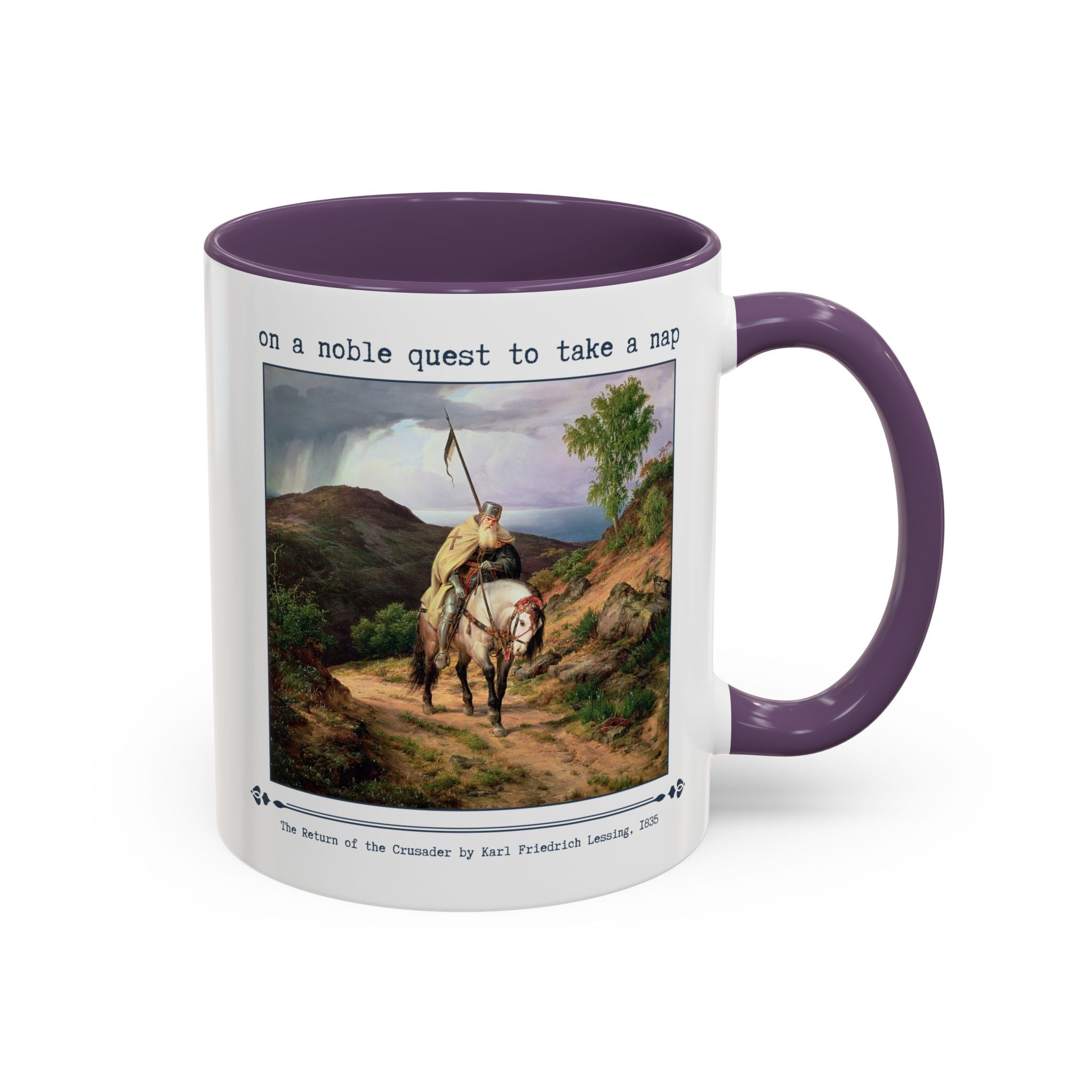 On a Noble Quest to Take a Nap 11 Oz Coffee Mug: Art History Napping Gift for Friend or Sister Who Loves Naps and Medieval History, Mug for Historian Who Loves Sleep - Opal and June