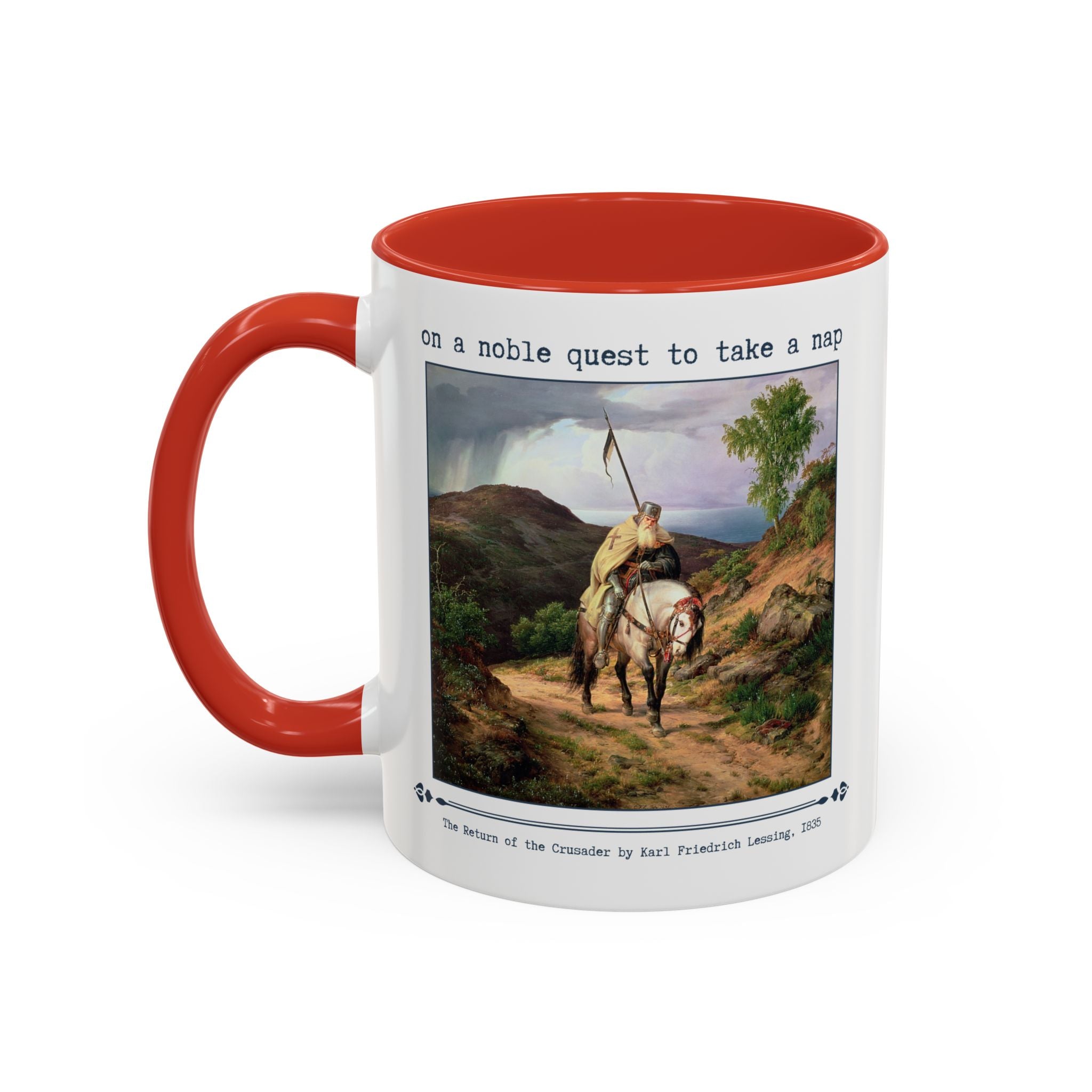 On a Noble Quest to Take a Nap 11 Oz Coffee Mug: Art History Napping Gift for Friend or Sister Who Loves Naps and Medieval History, Mug for Historian Who Loves Sleep - Opal and June