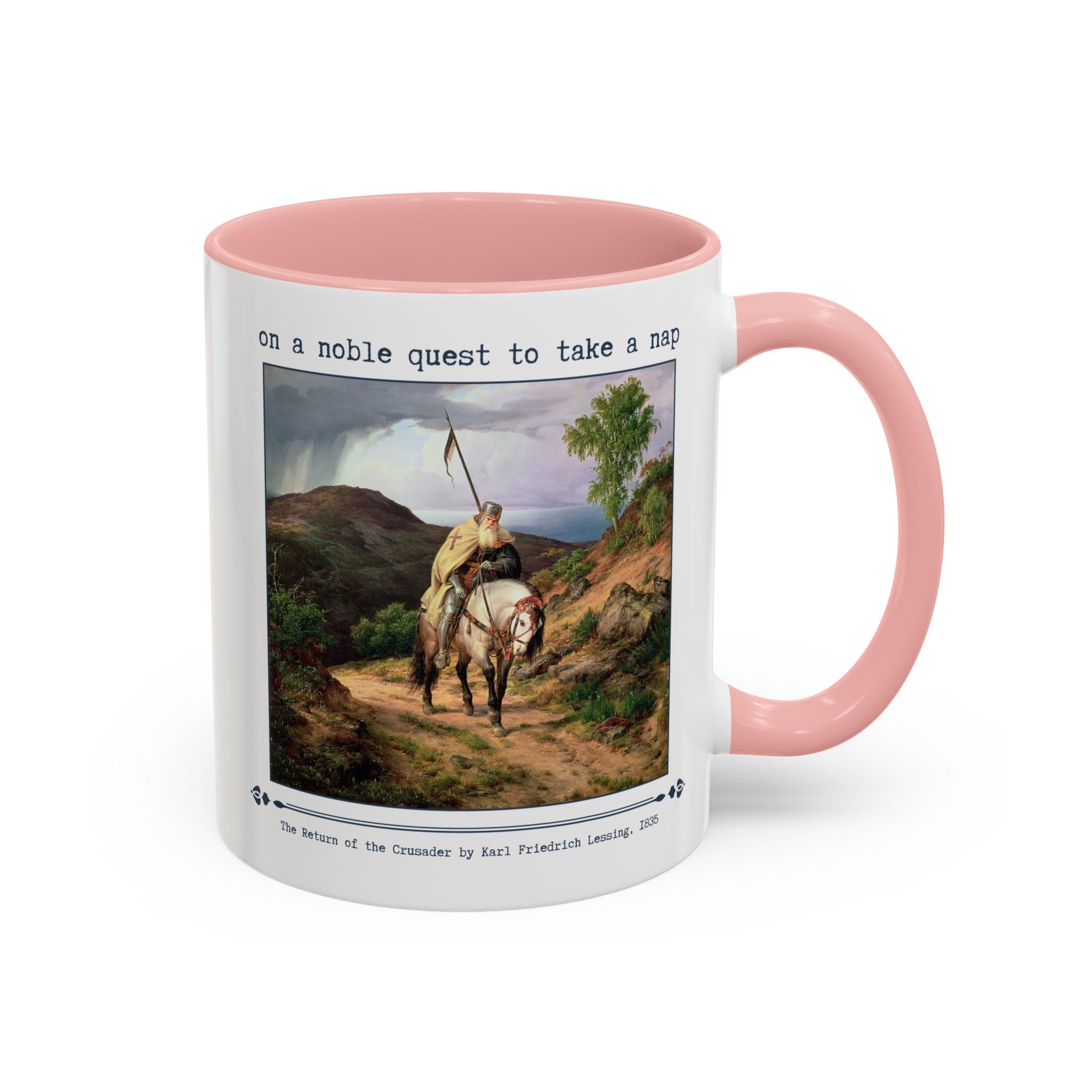 On a Noble Quest to Take a Nap 11 Oz Coffee Mug: Art History Napping Gift for Friend or Sister Who Loves Naps and Medieval History, Mug for Historian Who Loves Sleep - Opal and June