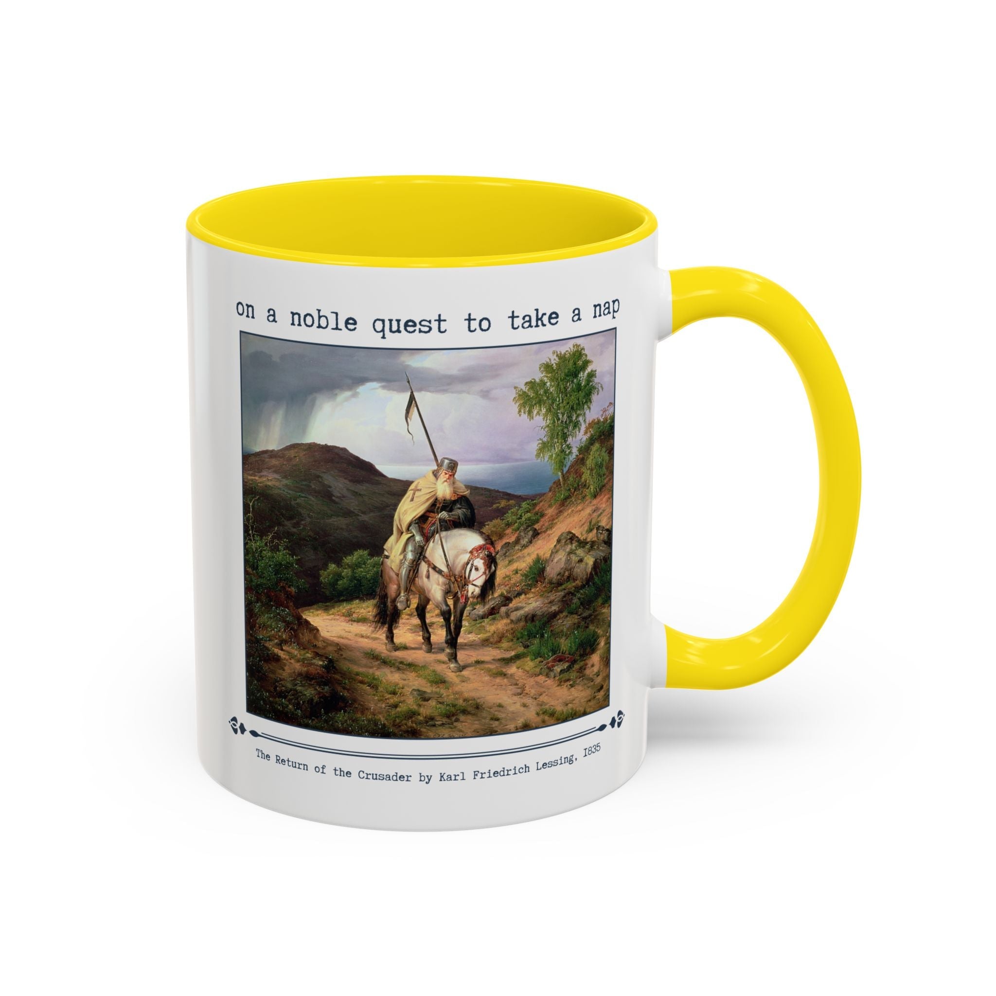 On a Noble Quest to Take a Nap 11 Oz Coffee Mug: Art History Napping Gift for Friend or Sister Who Loves Naps and Medieval History, Mug for Historian Who Loves Sleep - Opal and June
