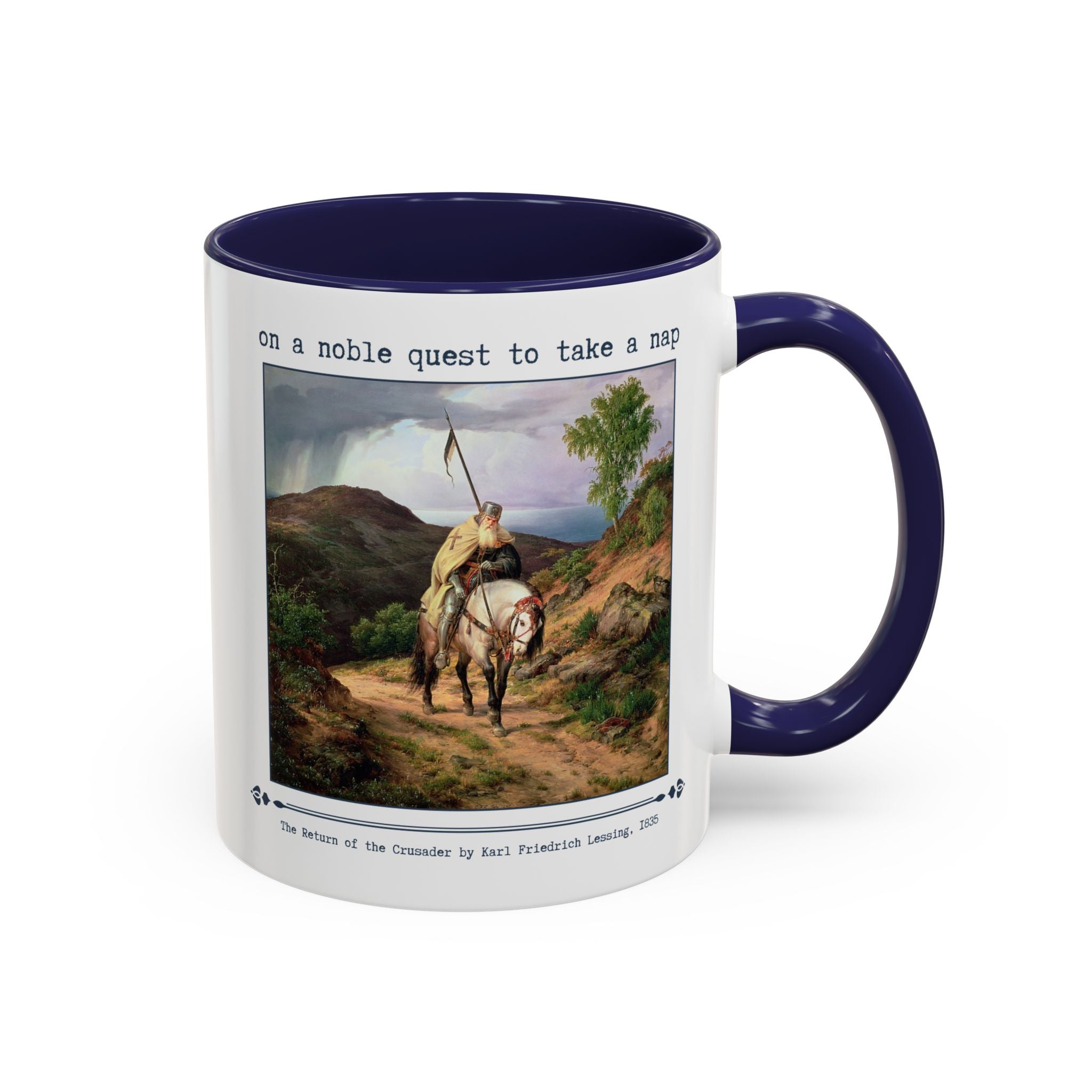 On a Noble Quest to Take a Nap 11 Oz Coffee Mug: Art History Napping Gift for Friend or Sister Who Loves Naps and Medieval History, Mug for Historian Who Loves Sleep - Opal and June