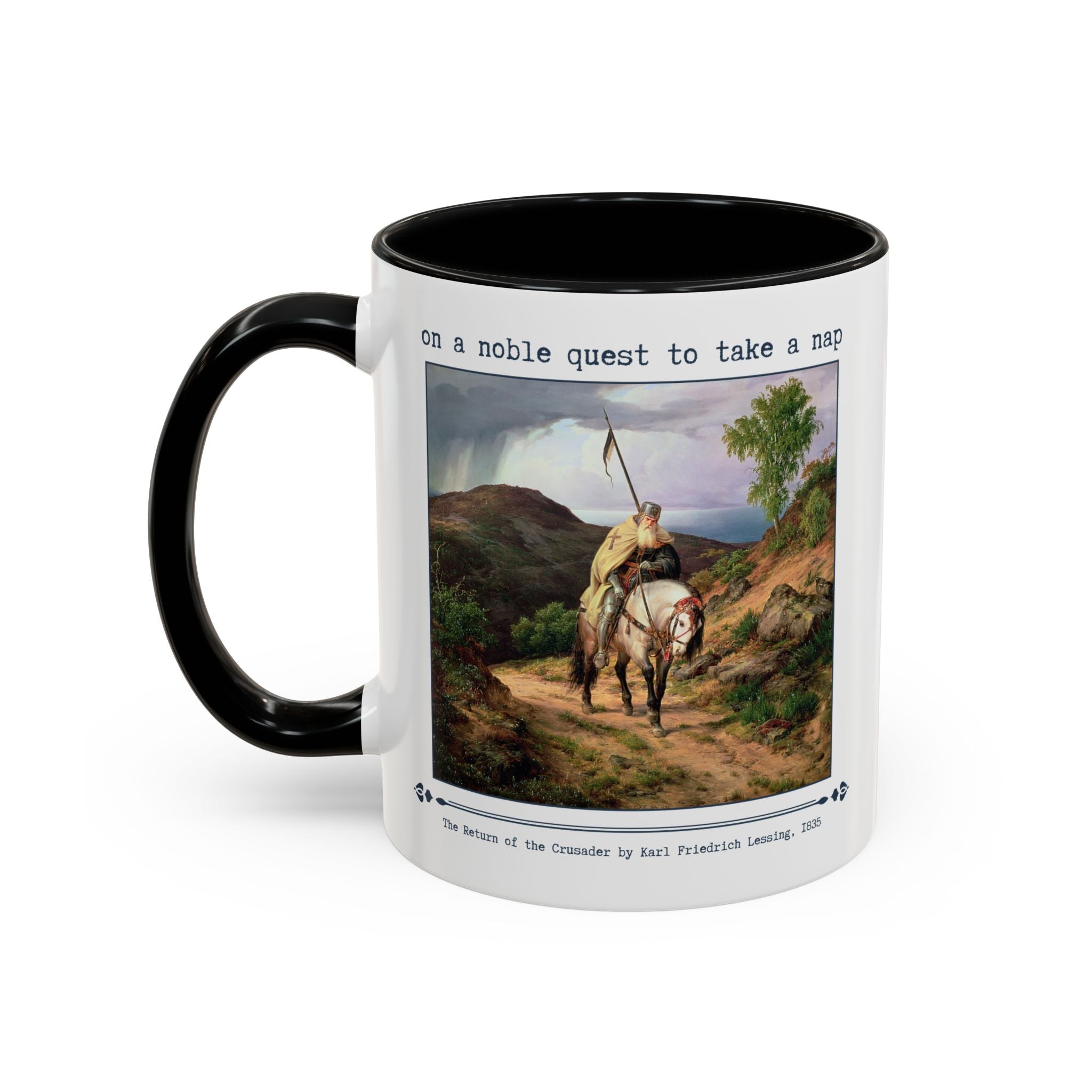 On a Noble Quest to Take a Nap 11 Oz Coffee Mug: Art History Napping Gift for Friend or Sister Who Loves Naps and Medieval History, Mug for Historian Who Loves Sleep - Opal and June