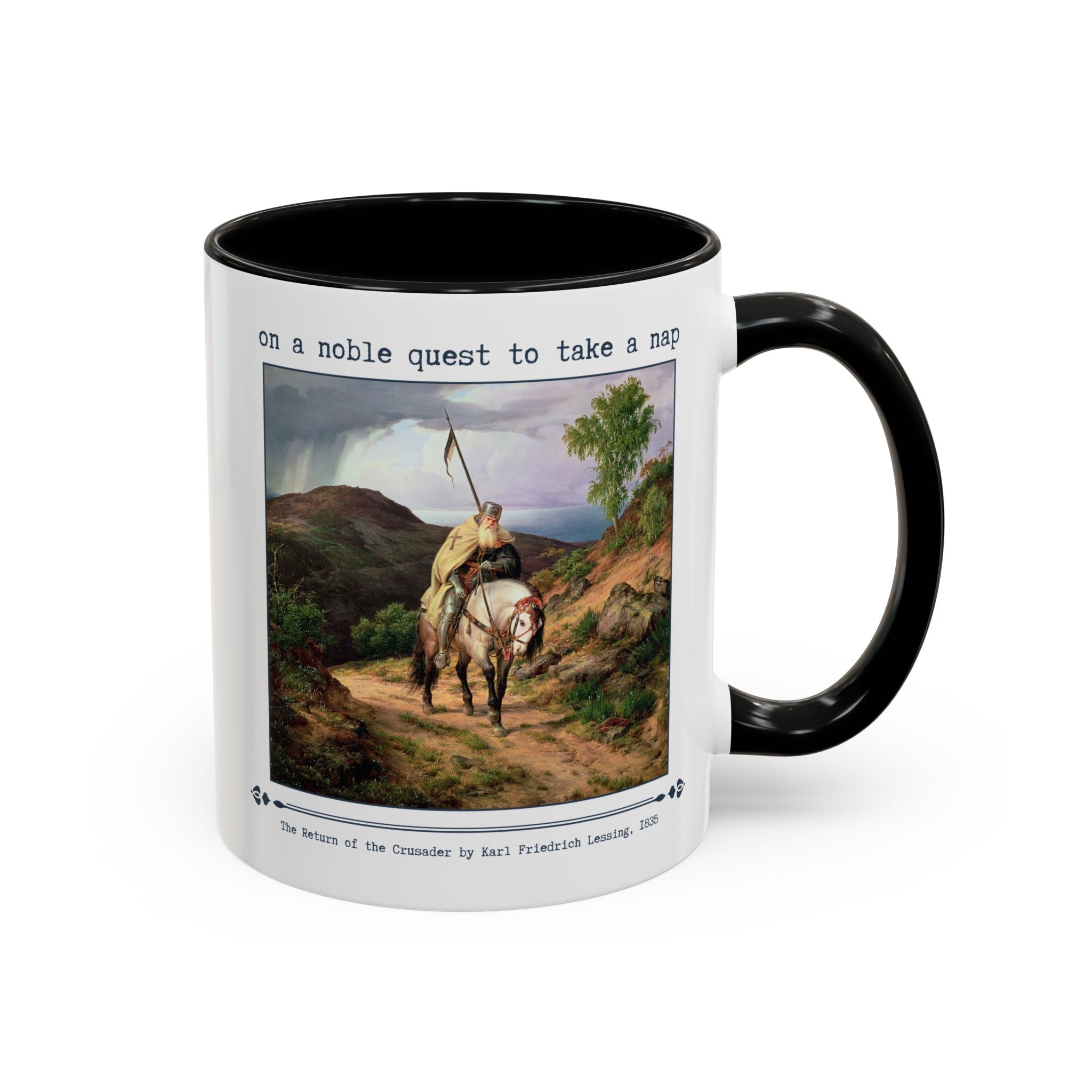 On a Noble Quest to Take a Nap 11 Oz Coffee Mug: Art History Napping Gift for Friend or Sister Who Loves Naps and Medieval History, Mug for Historian Who Loves Sleep - Opal and June