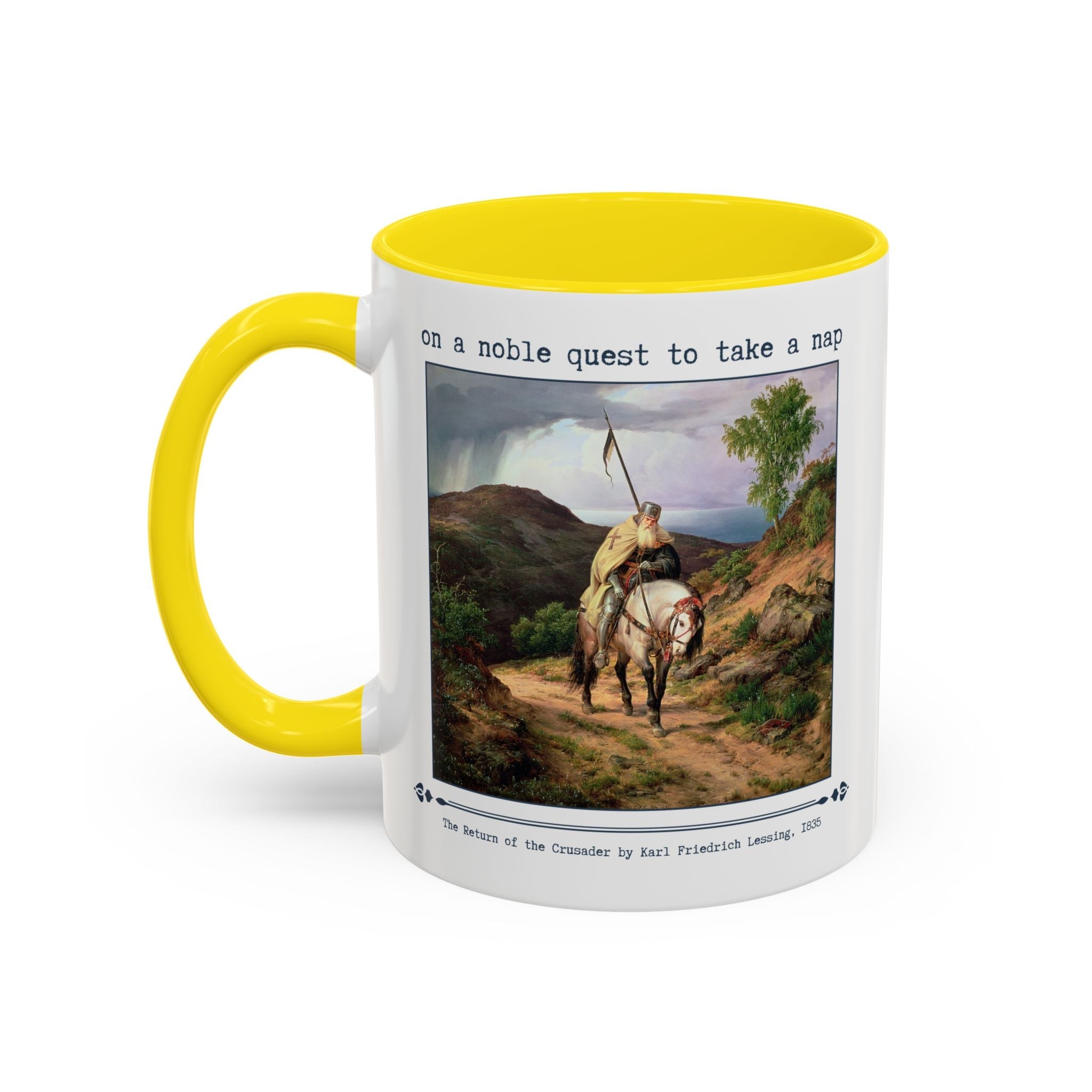 On a Noble Quest to Take a Nap 11 Oz Coffee Mug: Art History Napping Gift for Friend or Sister Who Loves Naps and Medieval History, Mug for Historian Who Loves Sleep - Opal and June