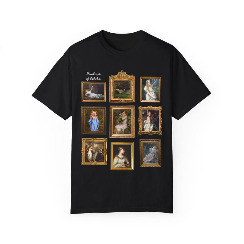 Ophelia William Shakespeare Tee Shirt: Famous Paintings of Ophelia from Hamlet, English Classic Literature Major T-Shirt, Librarian Bookworm - Opal and June