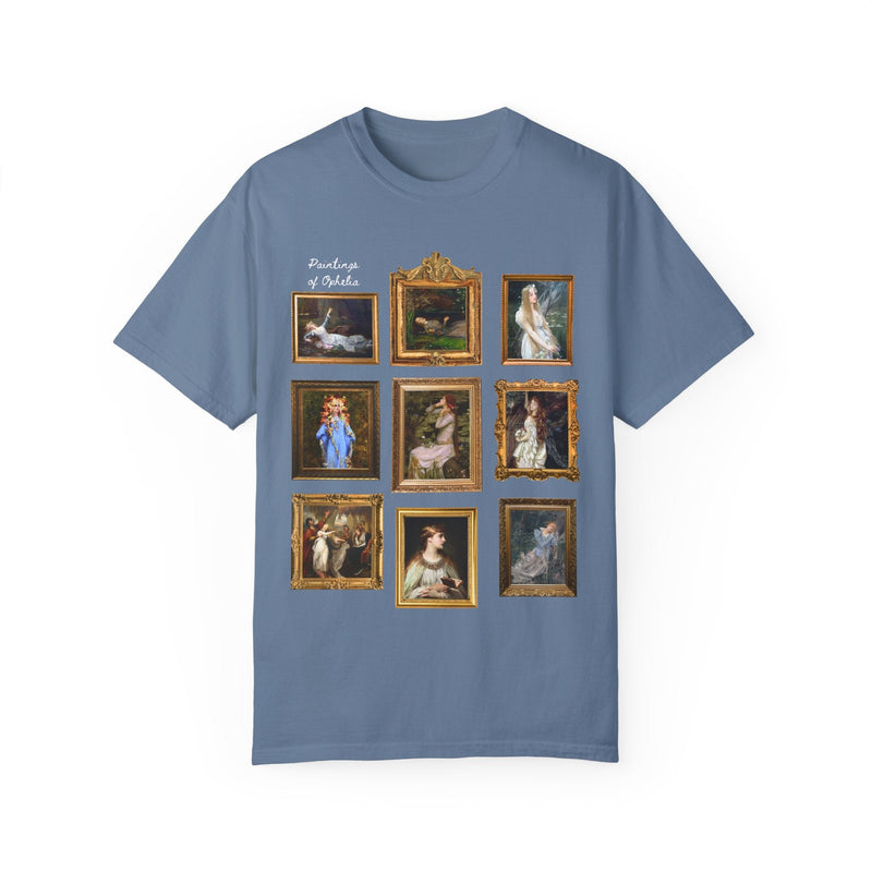 Ophelia William Shakespeare Tee Shirt: Famous Paintings of Ophelia from Hamlet, English Classic Literature Major T-Shirt, Librarian Bookworm - Opal and June