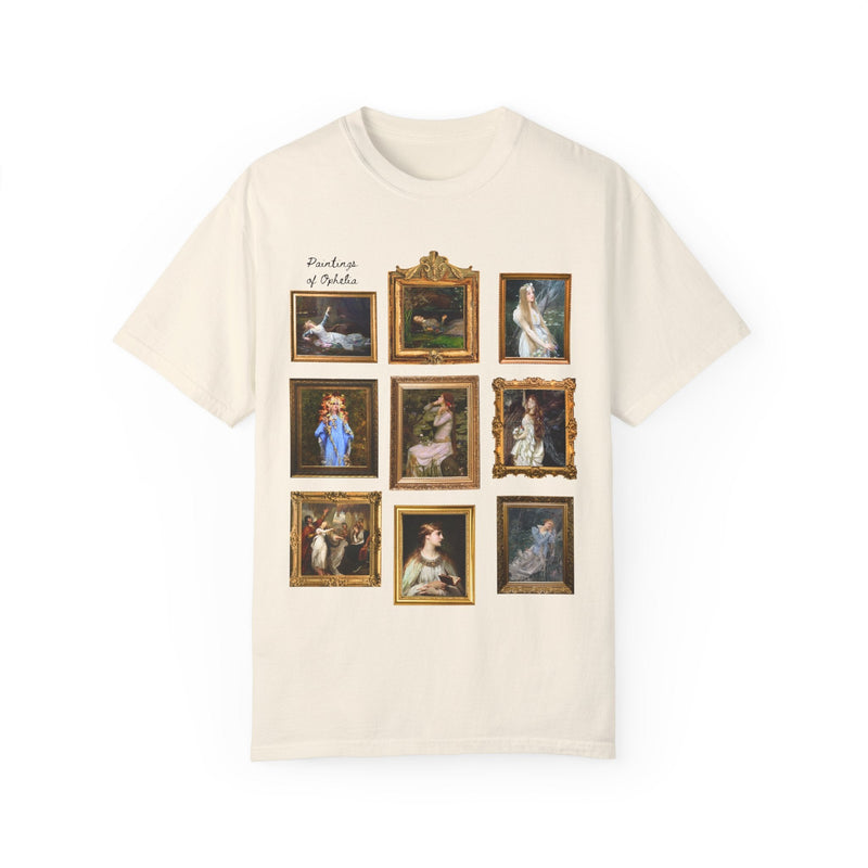 Ophelia William Shakespeare Tee Shirt: Famous Paintings of Ophelia from Hamlet, English Classic Literature Major T-Shirt, Librarian Bookworm - Opal and June