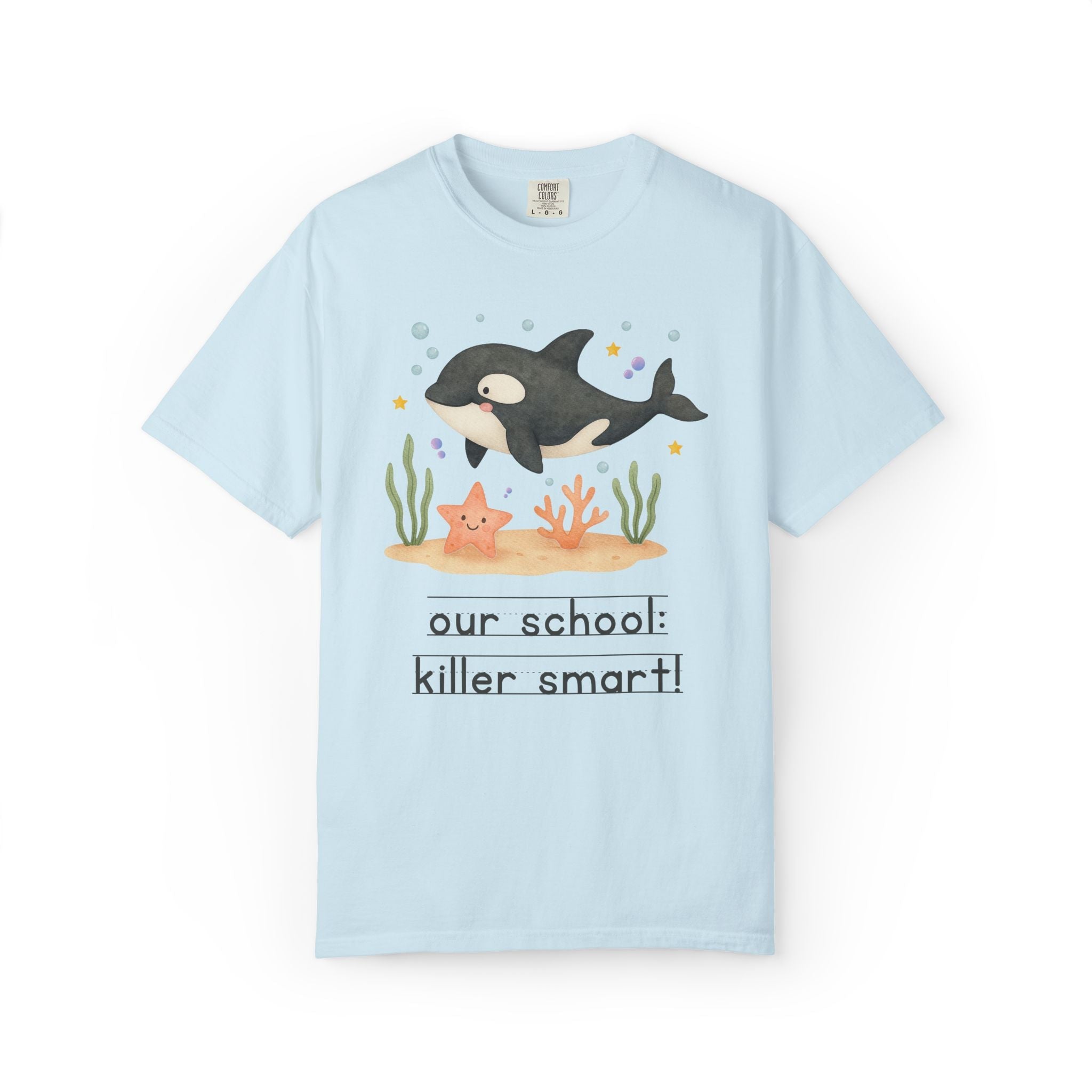 Our School: Killer Smart Matching Teacher Tee Shirt for Back to School or Testing Day, Cute and Nostalgic Ocean Animal Orca Whale - Opal and June