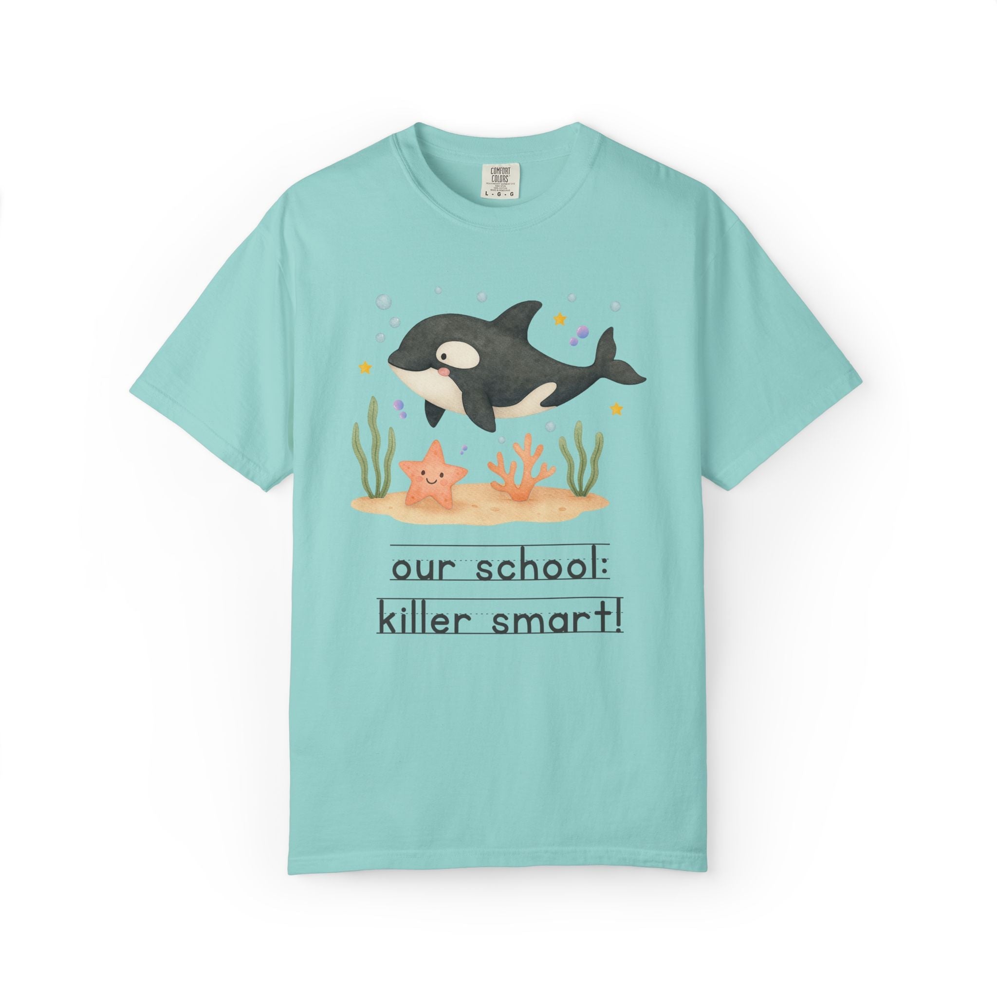 Our School: Killer Smart Matching Teacher Tee Shirt for Back to School or Testing Day, Cute and Nostalgic Ocean Animal Orca Whale - Opal and June
