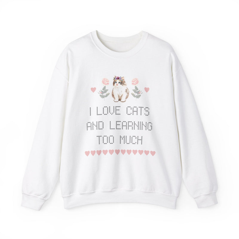 Over - Educated Feminist: Sweatshirt for Under - Loved Millennial Cat Lovers | Cute Women's Rights Sweatshirt, Retro Cross Stitch Style - Opal and June