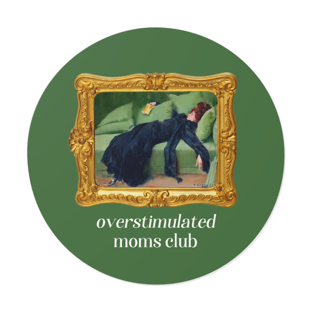 Overstimulated Moms Club Sticker: Funny Saying Mother's Day Gift, New Mama or Mom of Twins Sticker, Cute Bookish Gift, Ramon Casas Painting - Opal and June