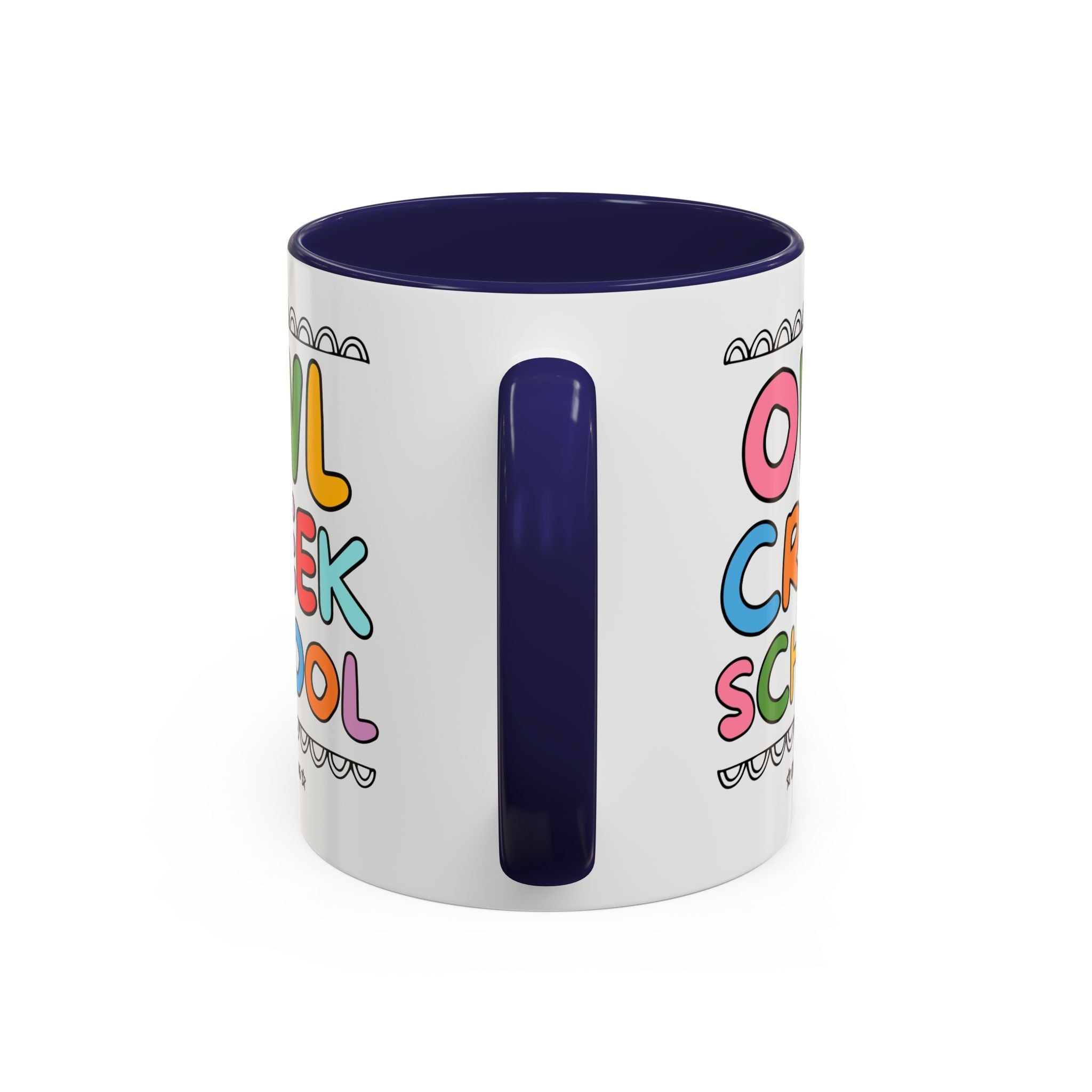 Owl Creek Elementary School 11 Oz Coffee Mug: Rainbow Letters - Opal and June