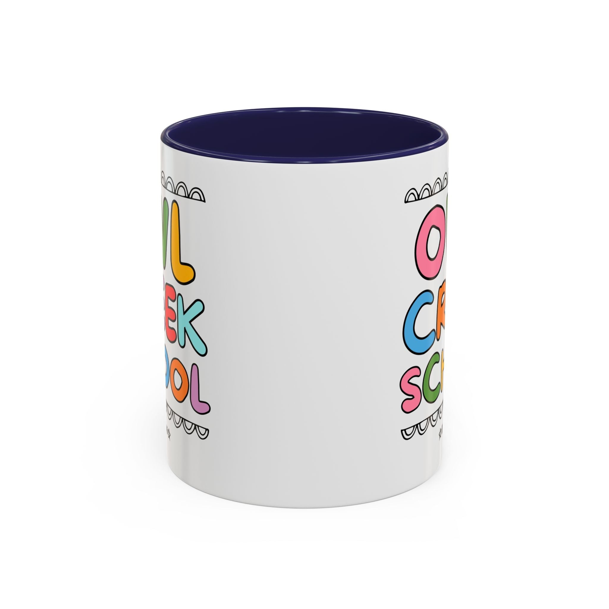 Owl Creek Elementary School 11 Oz Coffee Mug: Rainbow Letters - Opal and June