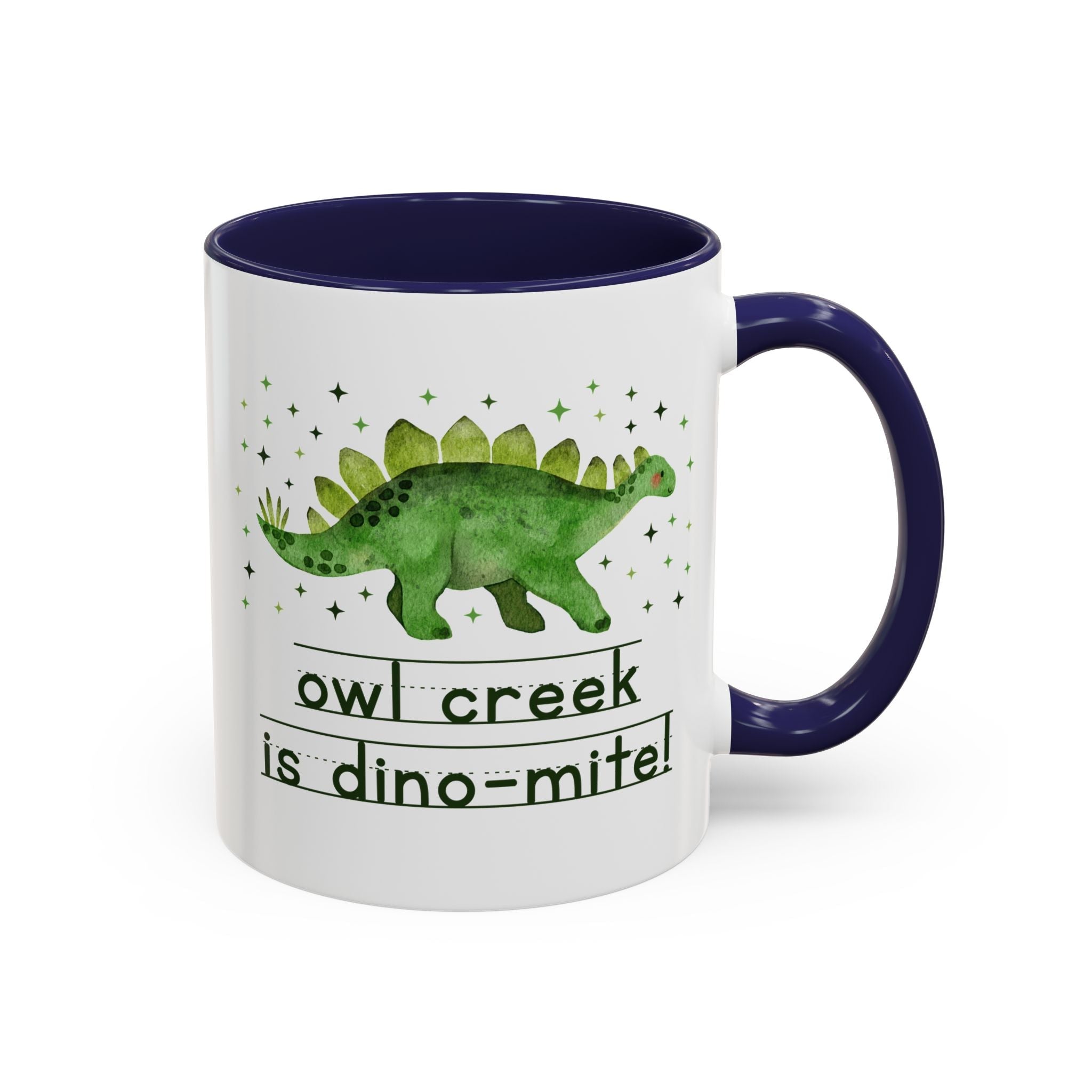 Owl Creek Elementary School Coffee Mug: Owl Creek is Dino - Mite! | FPS + Opal and June 11 Oz Coffee Mug, Fayetteville Public Schools - Opal and June