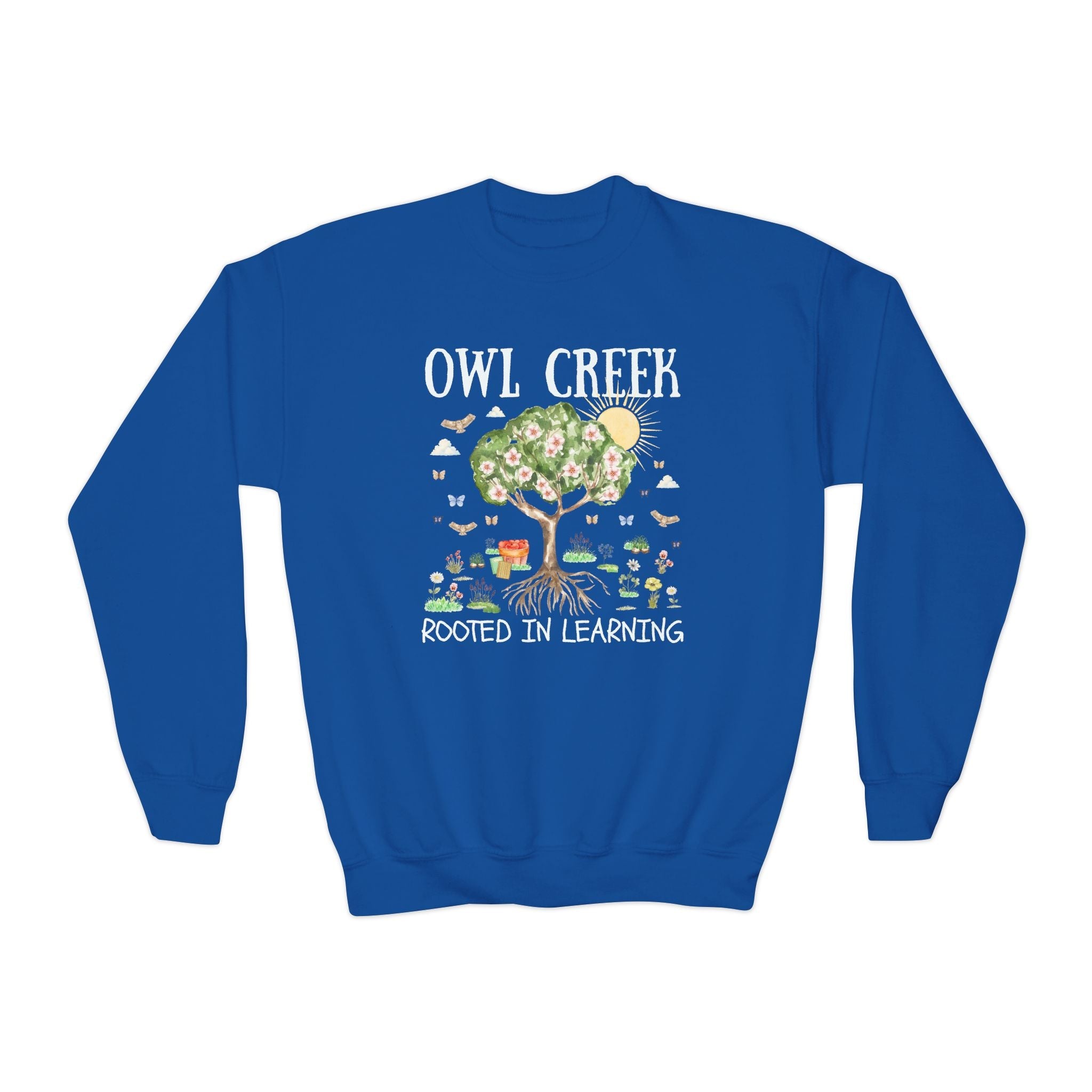 Owl Creek Elementary School Kids Sweatshirt: Rooted in Learning | FPS + Opal and June Kids Sweatshirt, Fayetteville Public Schools - Opal and June