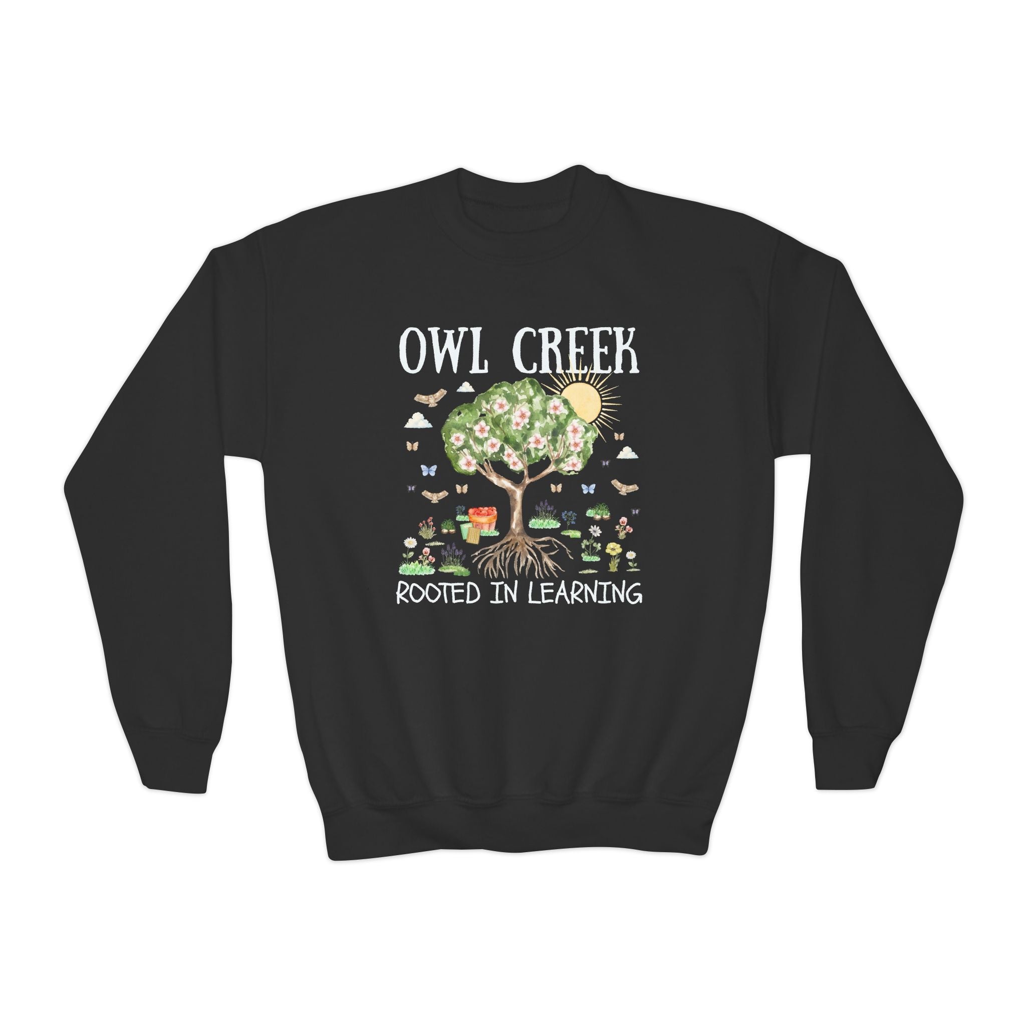 Owl Creek Elementary School Kids Sweatshirt: Rooted in Learning | FPS + Opal and June Kids Sweatshirt, Fayetteville Public Schools - Opal and June