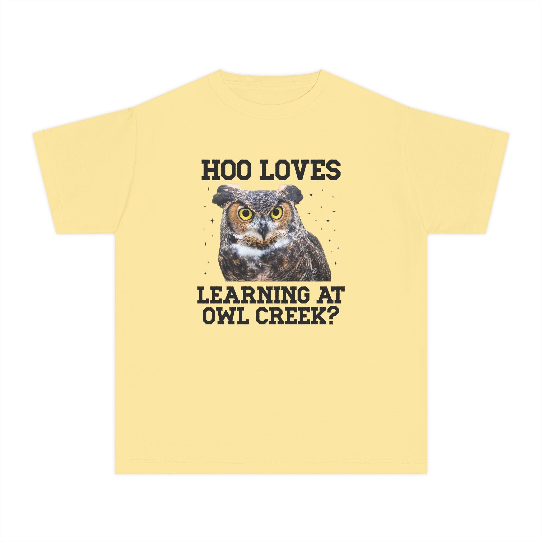Owl Creek Elementary School Kids Tee Shirt: Hoo Loves Learning at Owl Creek? - Opal and June