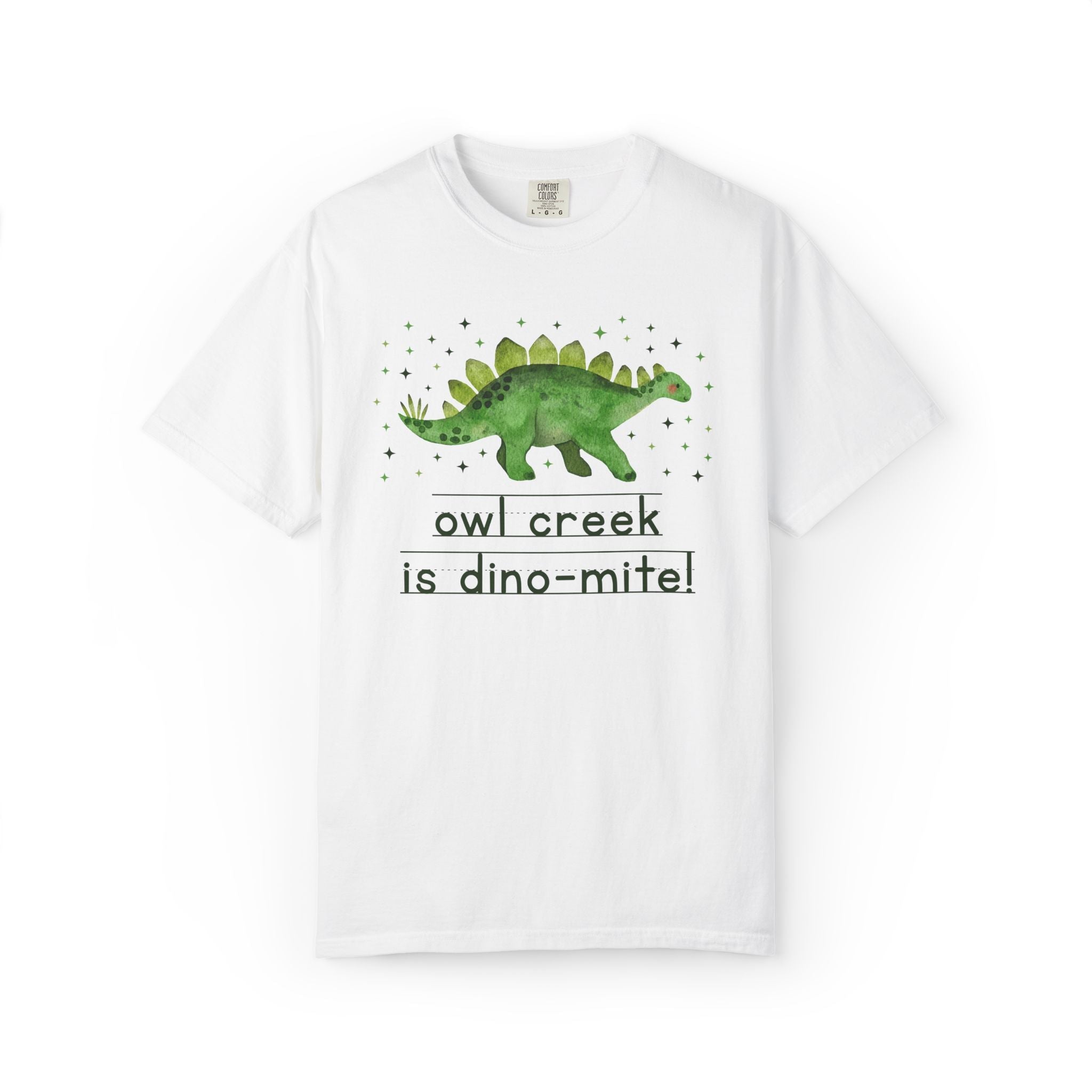Owl Creek Elementary School Tee Shirt: Owl Creek is Dino - Mite! | FPS + Opal and June Tee Shirt, Fayetteville Public Schools - Opal and June