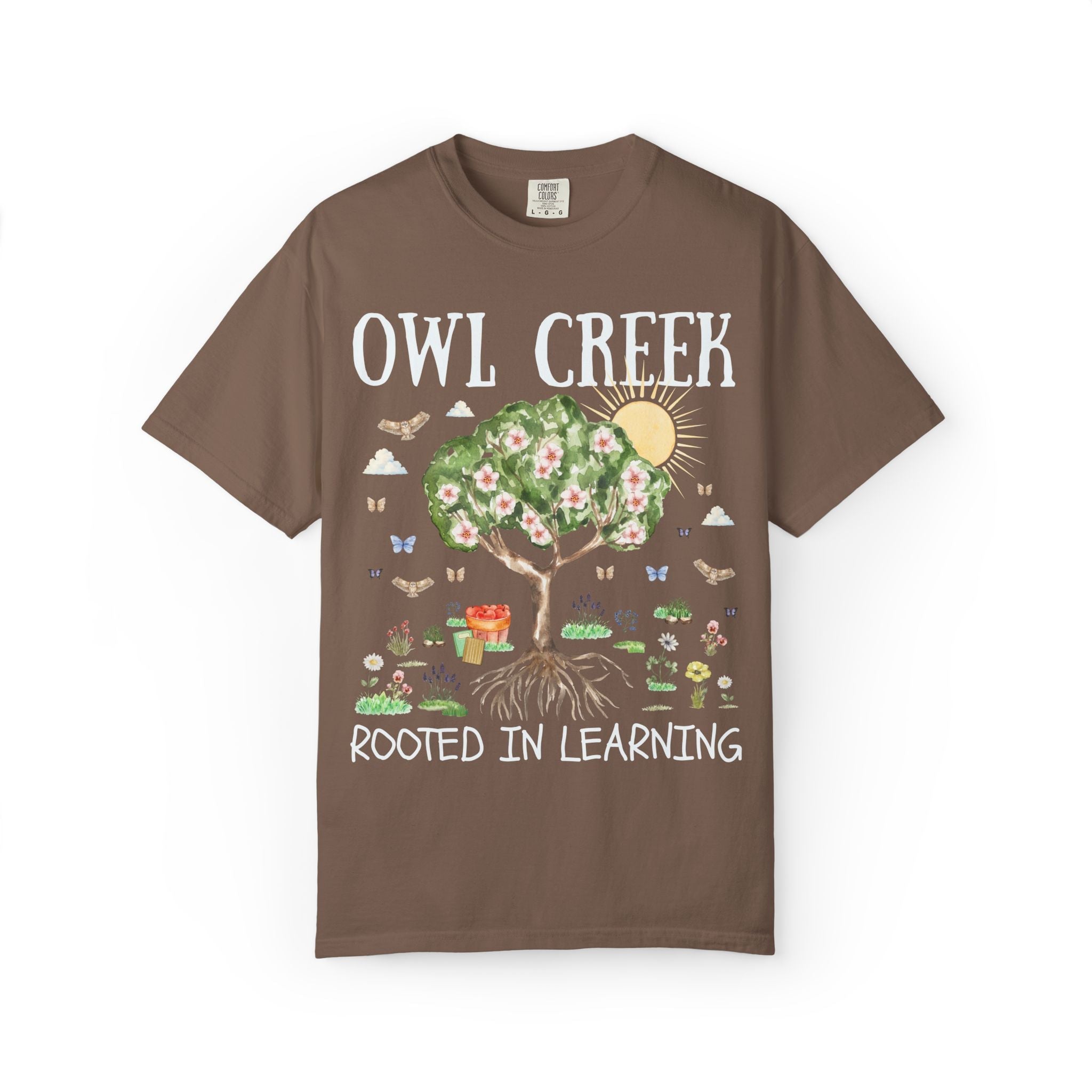Owl Creek Elementary School Tee Shirt: Rooted in Learning | FPS + Opal and June Tee Shirt, Fayetteville Public Schools - Opal and June