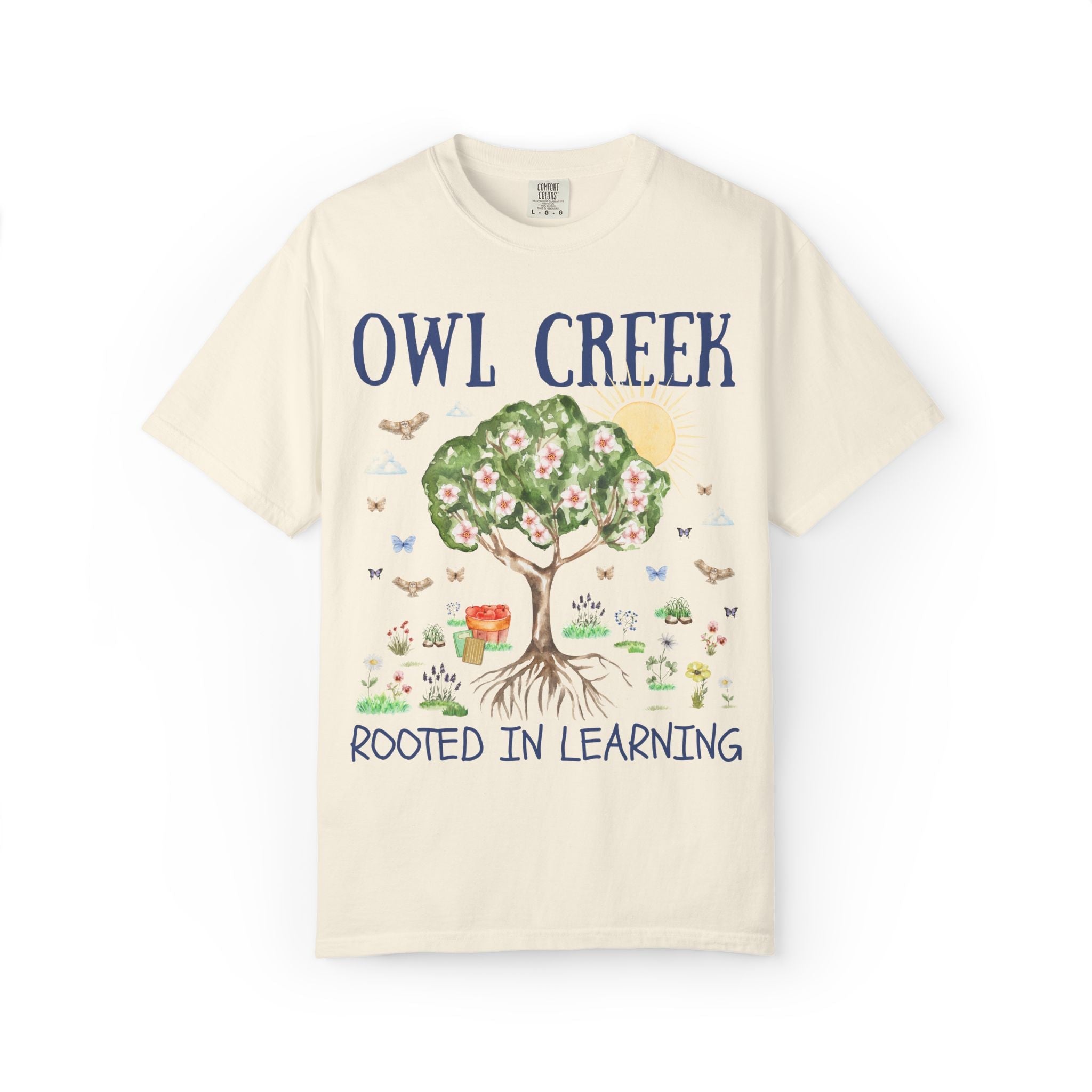 Owl Creek Elementary School Tee Shirt: Rooted in Learning | FPS + Opal and June Tee Shirt, Fayetteville Public Schools - Opal and June