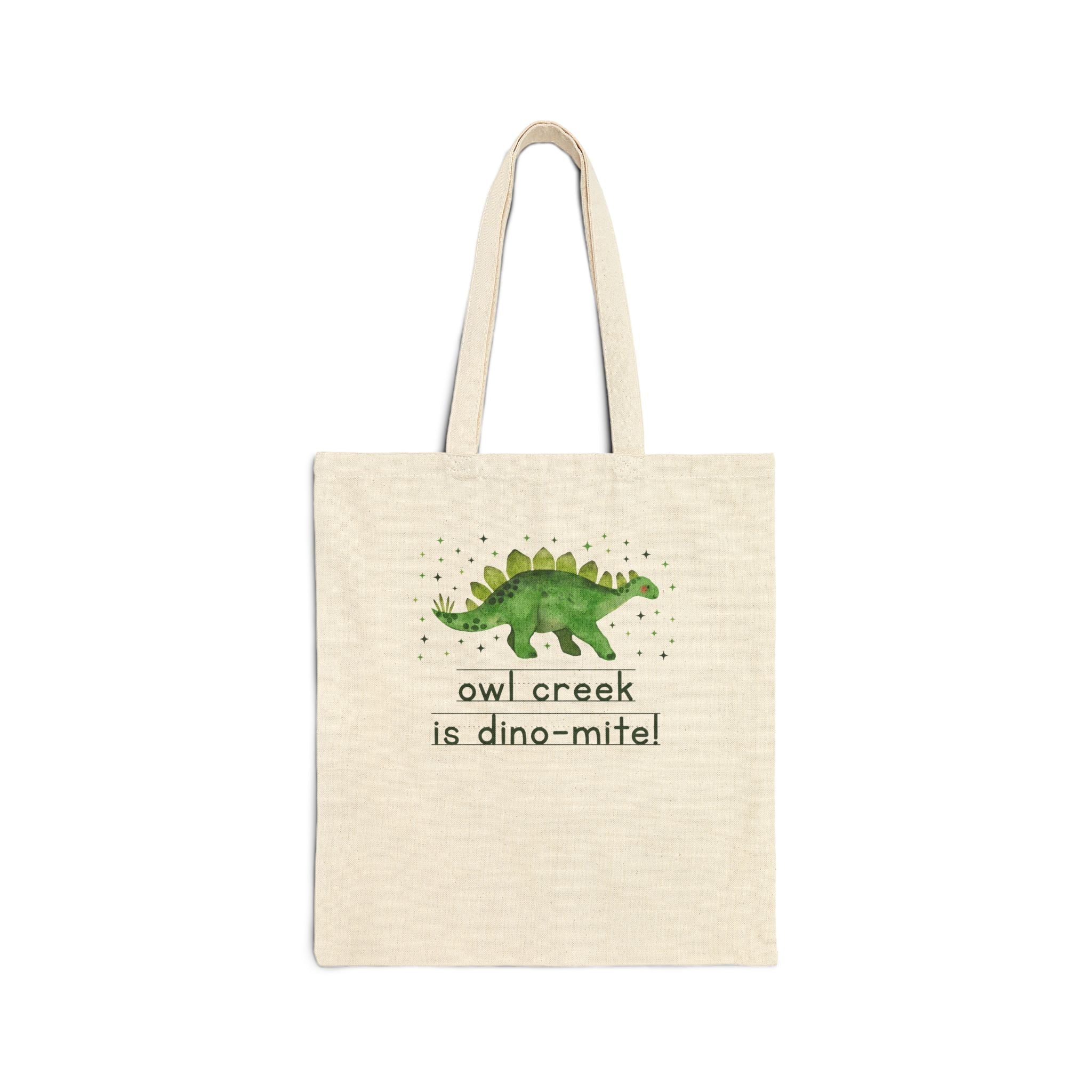 Owl Creek Elementary School Tote Bag: Owl Creek is Dino - Mite! | FPS + Opal and June Tote Bag, Fayetteville Public Schools - Opal and June
