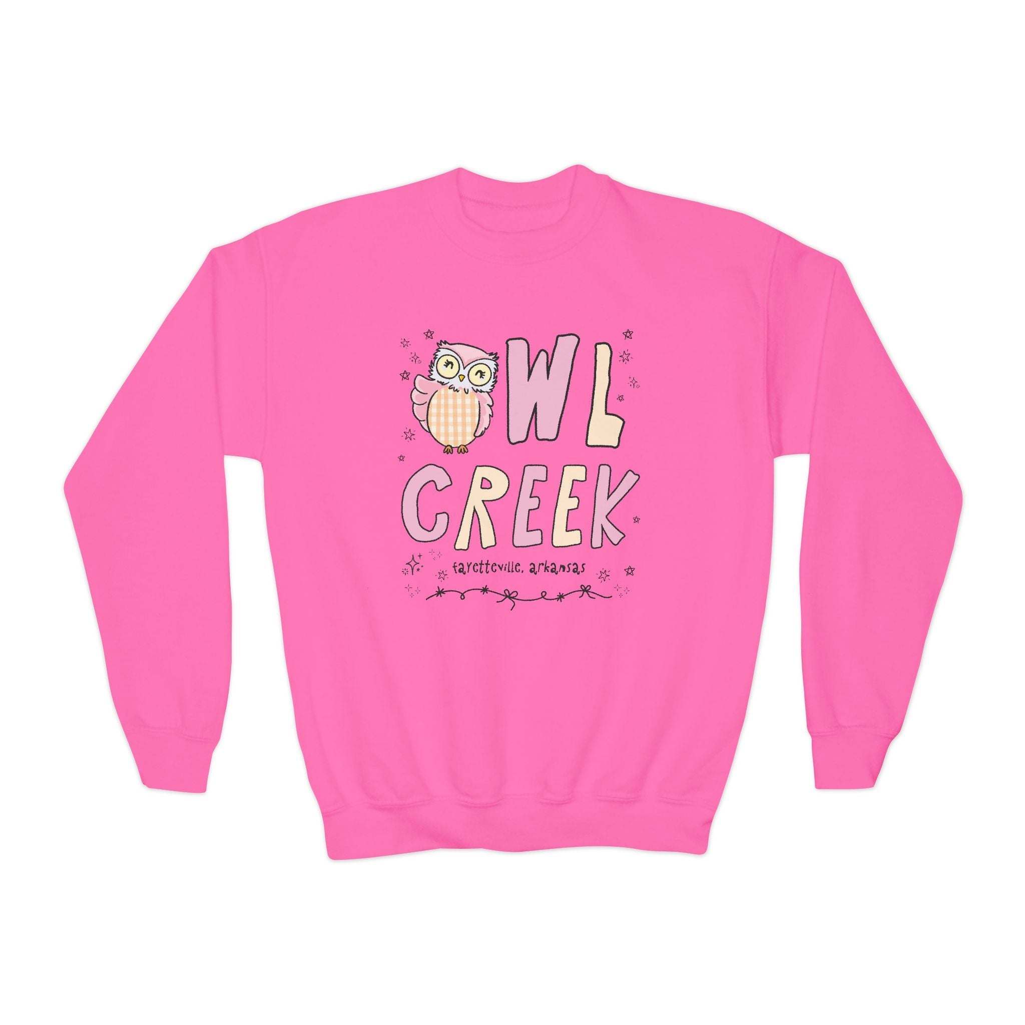 Owl Creek Kids Sweatshirt: Pink and Beige Letters - Opal and June